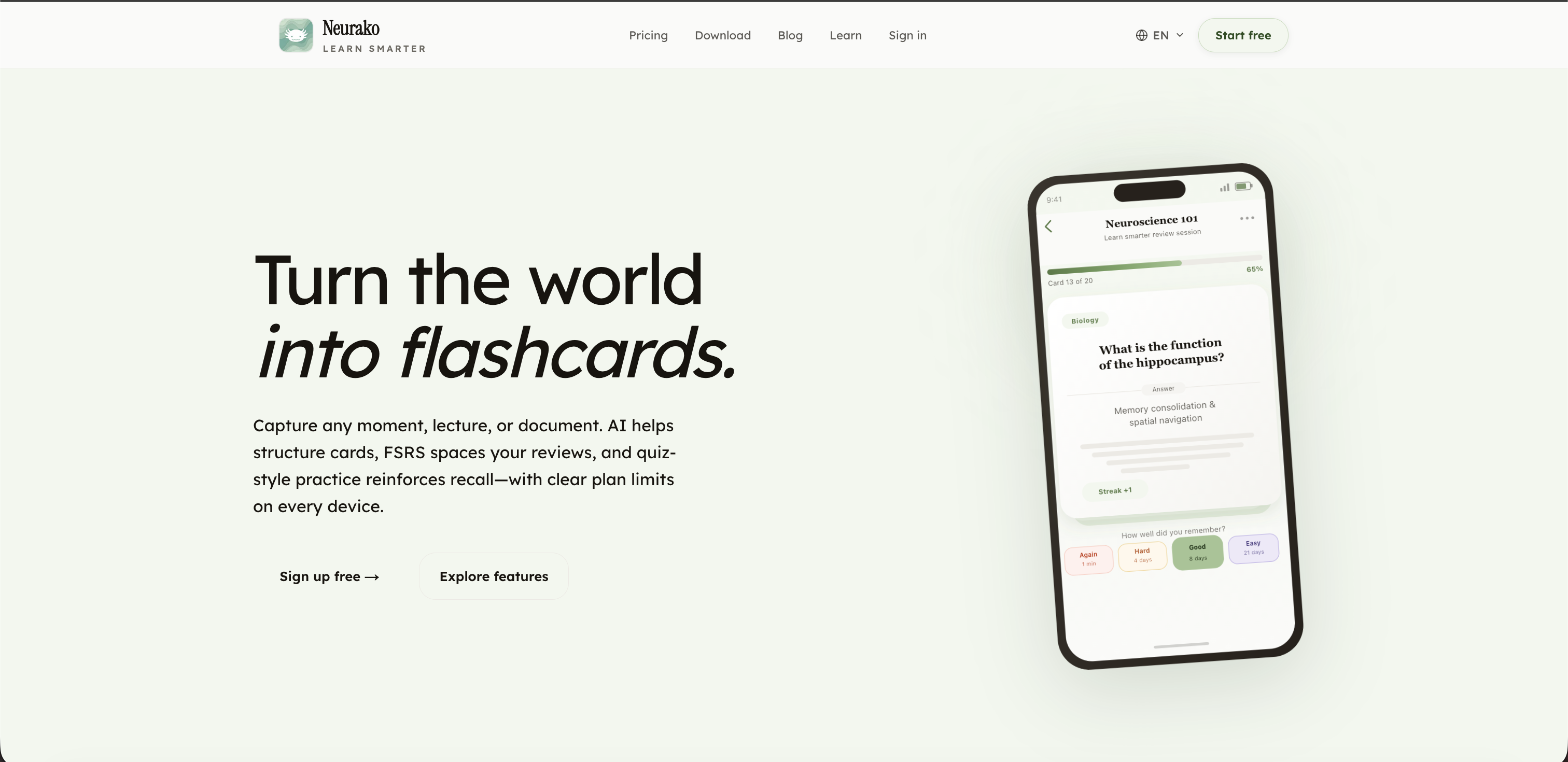 Neurako - Screenshot showing the interface and features of this AI tool