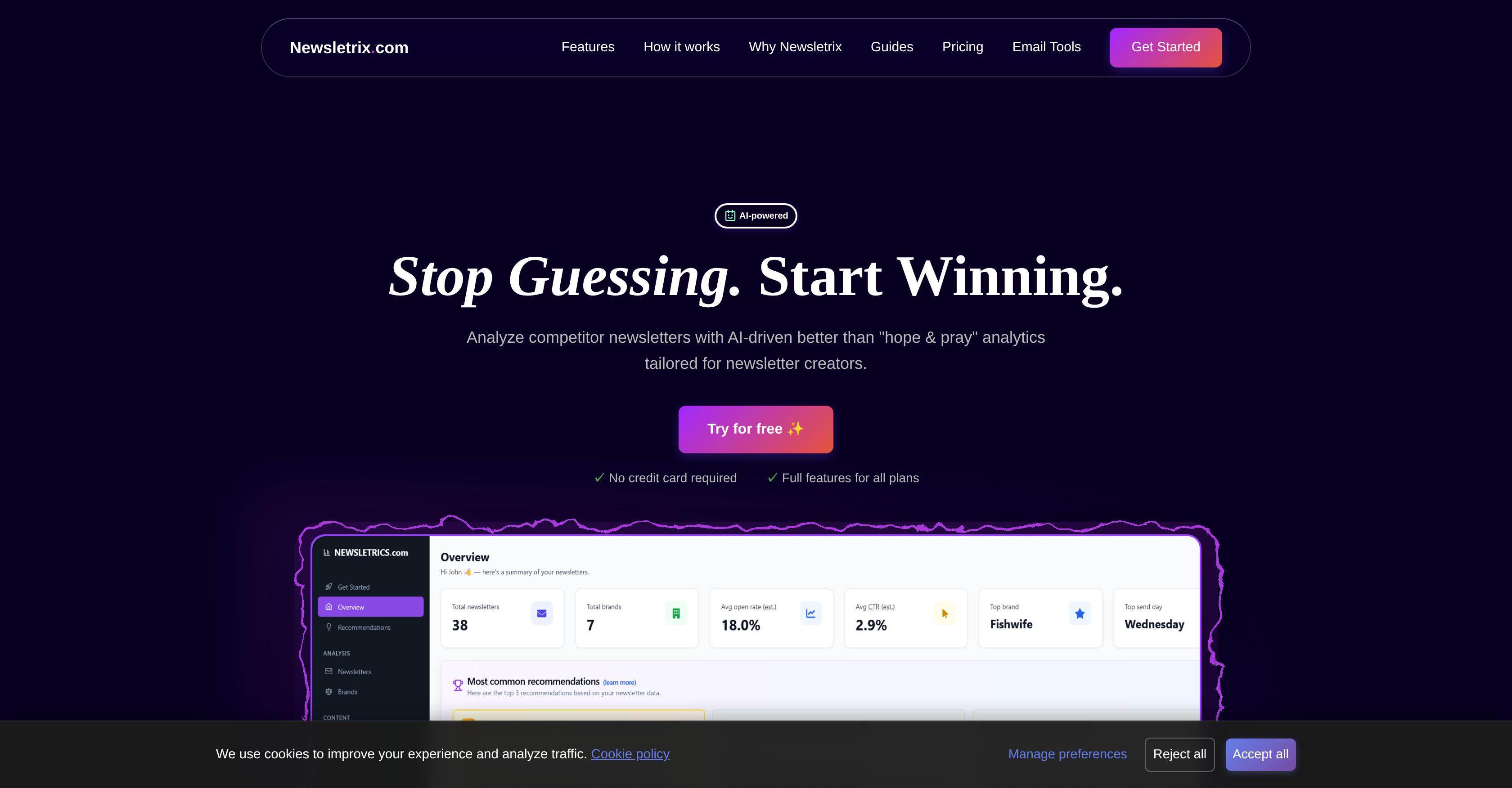 Newsletrix - Screenshot showing the interface and features of this AI tool