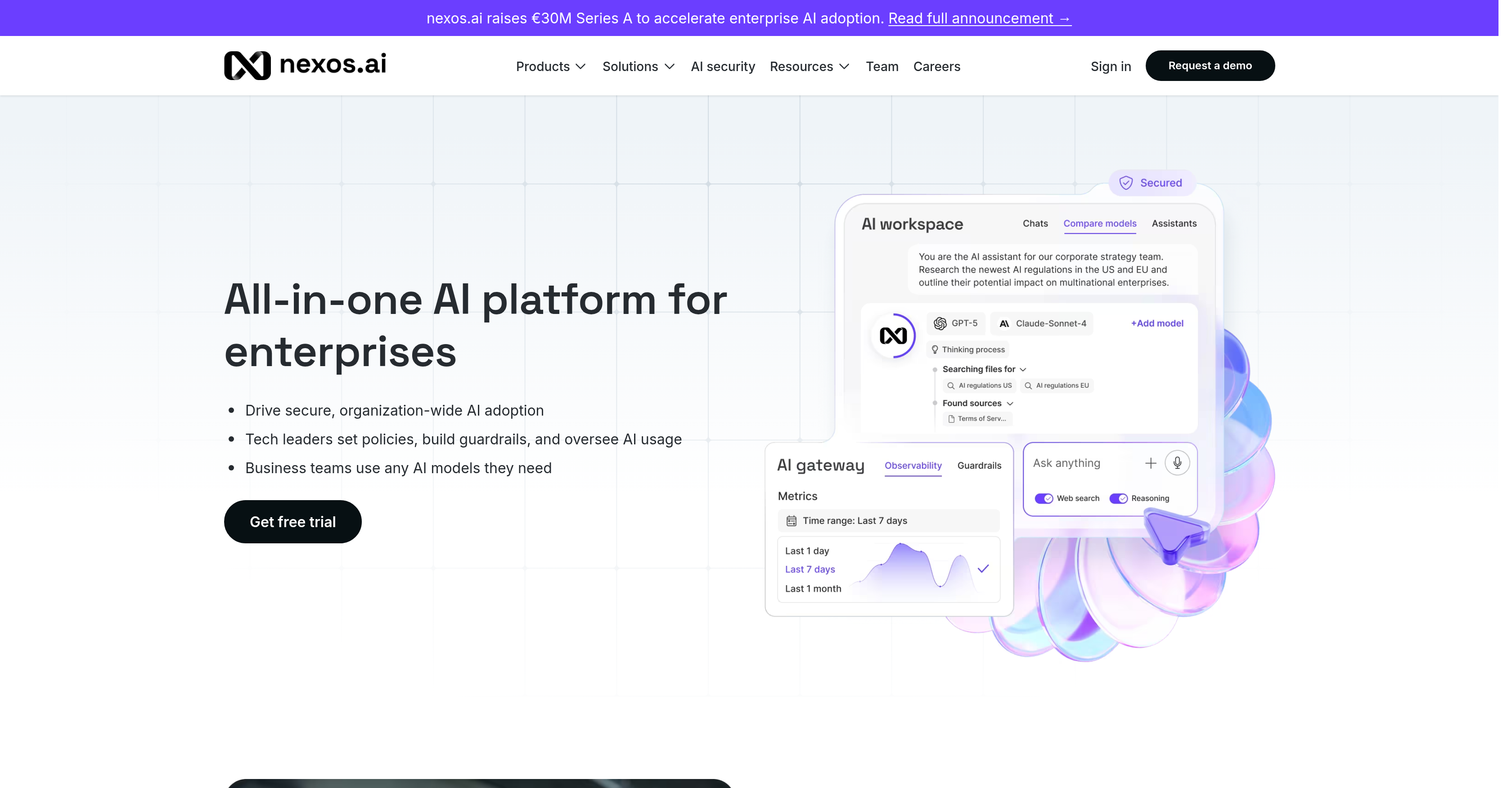 Nexos AI - Screenshot showing the interface and features of this AI tool
