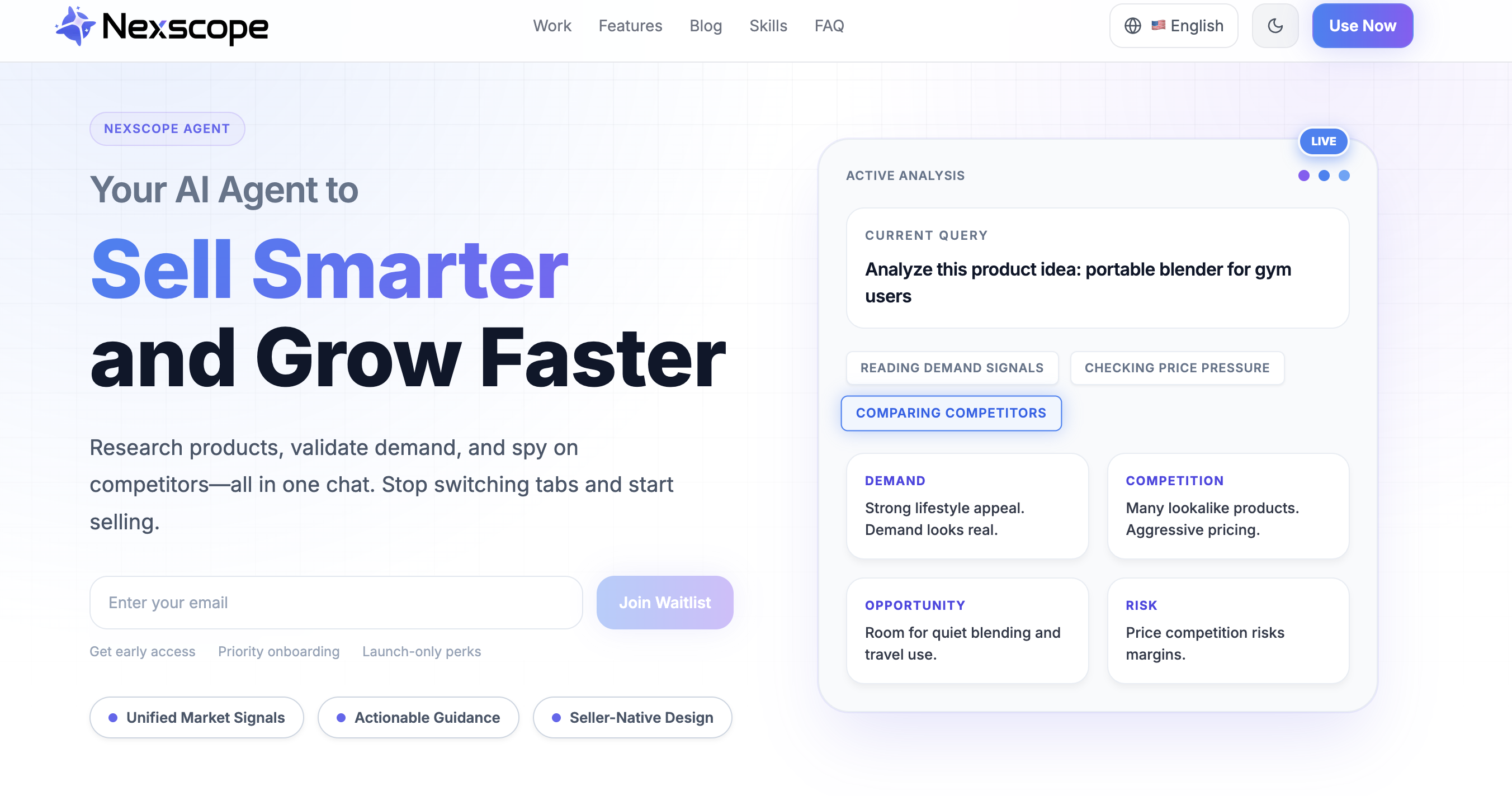 NexScope - Screenshot showing the interface and features of this AI tool
