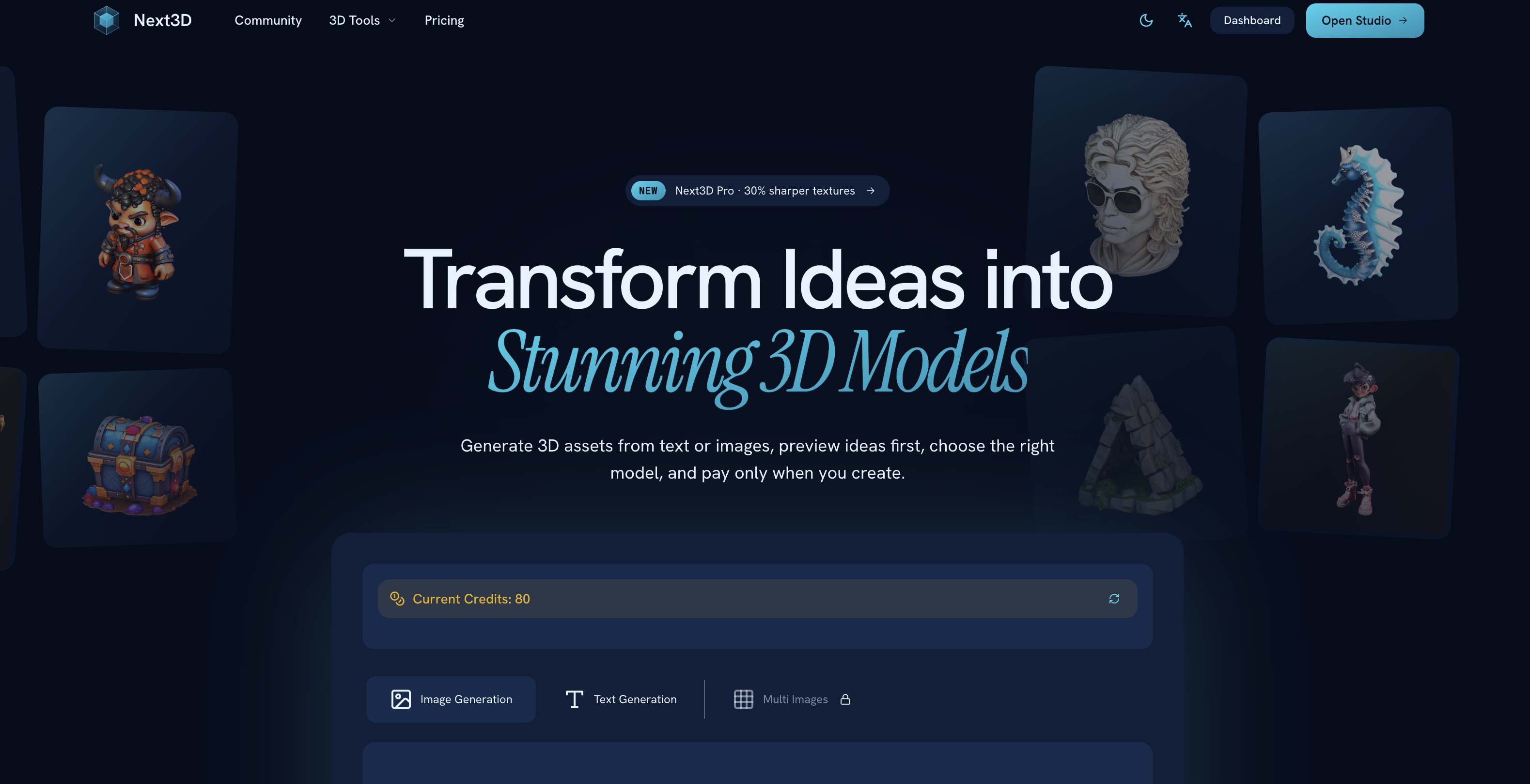 Next3D - Screenshot showing the interface and features of this AI tool
