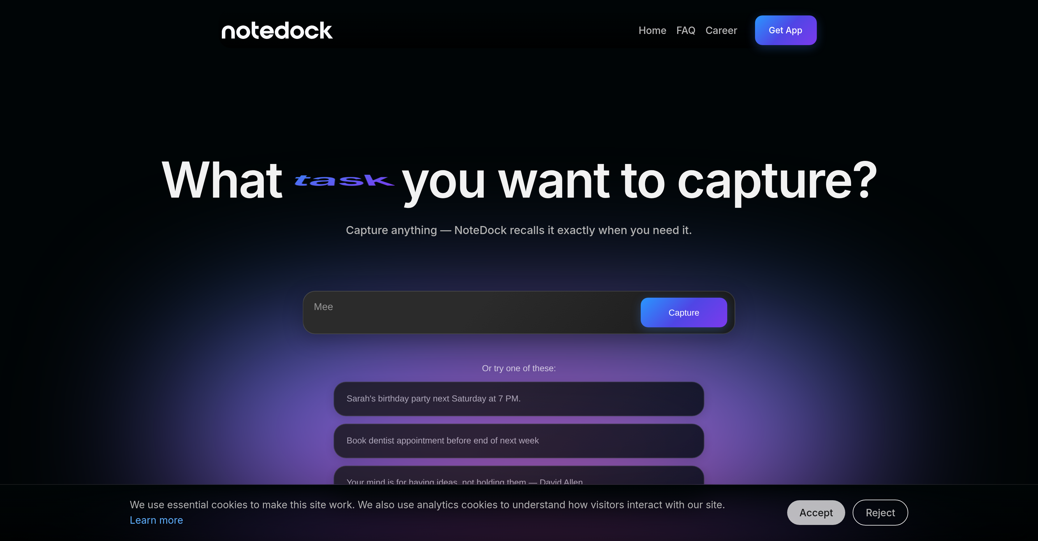 NoteDock - Screenshot showing the interface and features of this AI tool