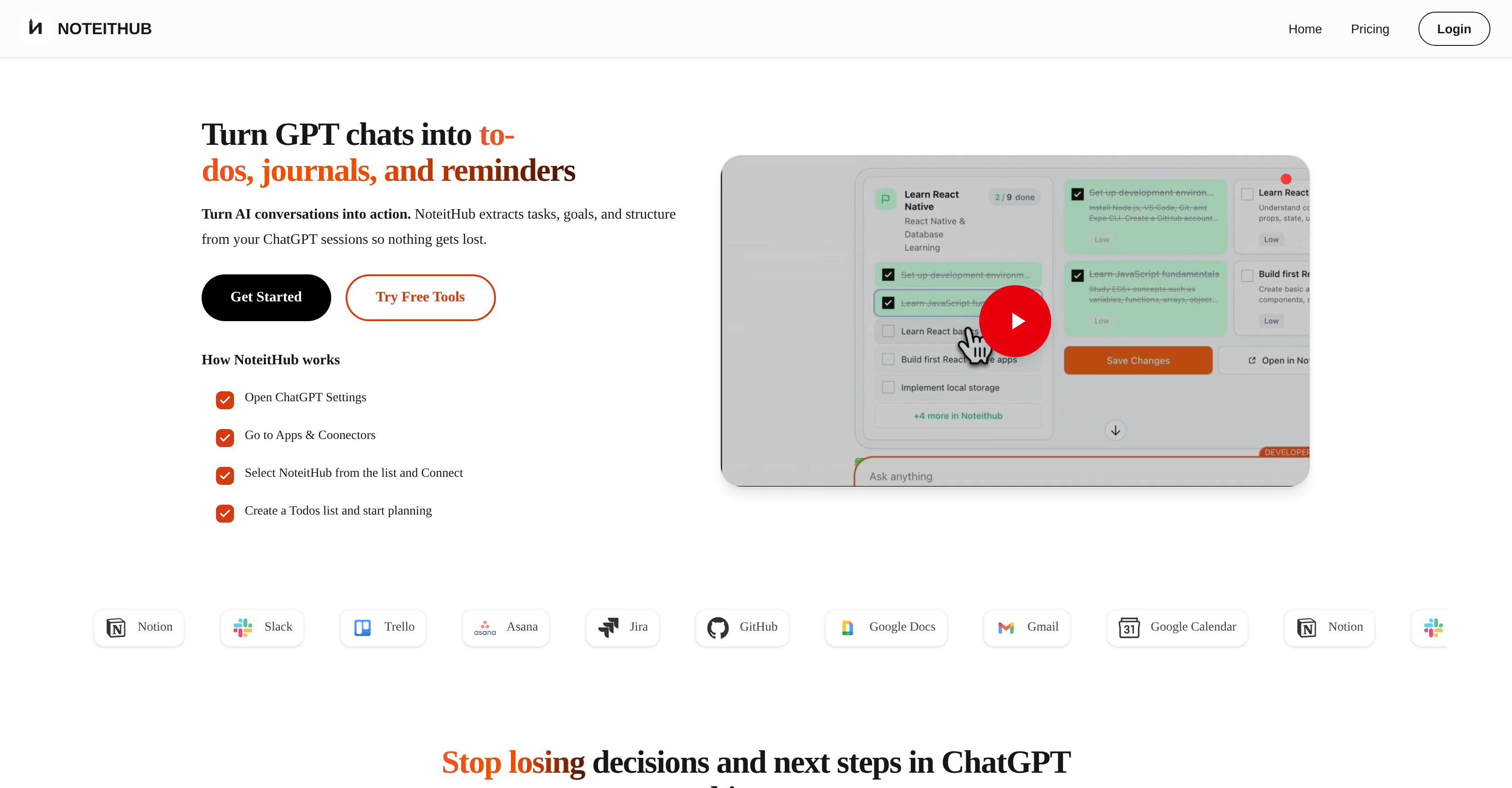 NoteitHub - Screenshot showing the interface and features of this AI tool