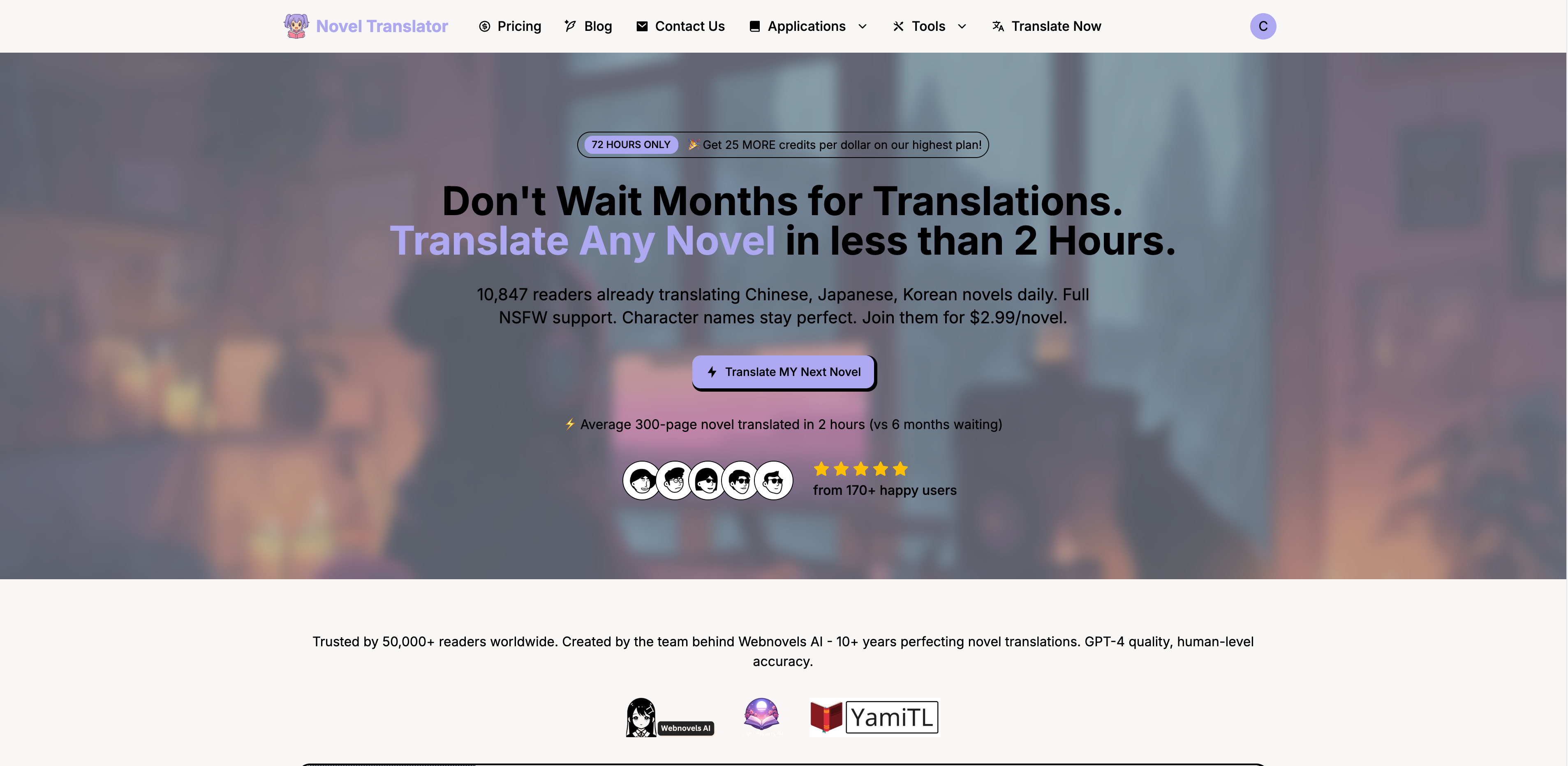 Novel Translator - Screenshot showing the interface and features of this AI tool