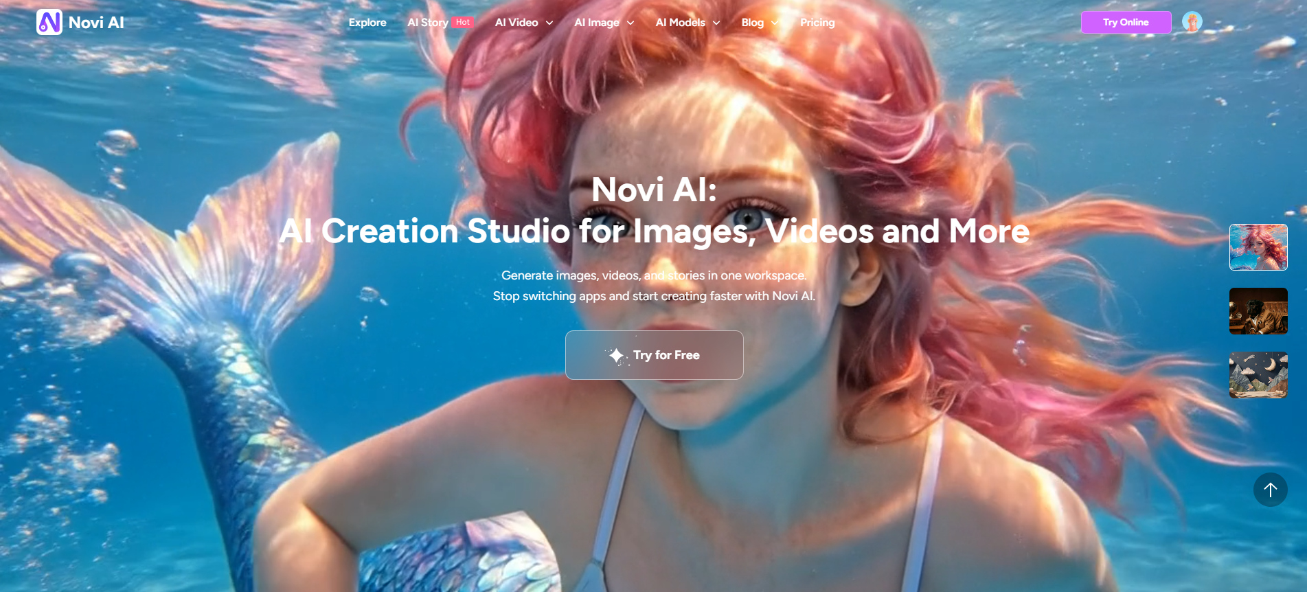 Novi AI - Screenshot showing the interface and features of this AI tool