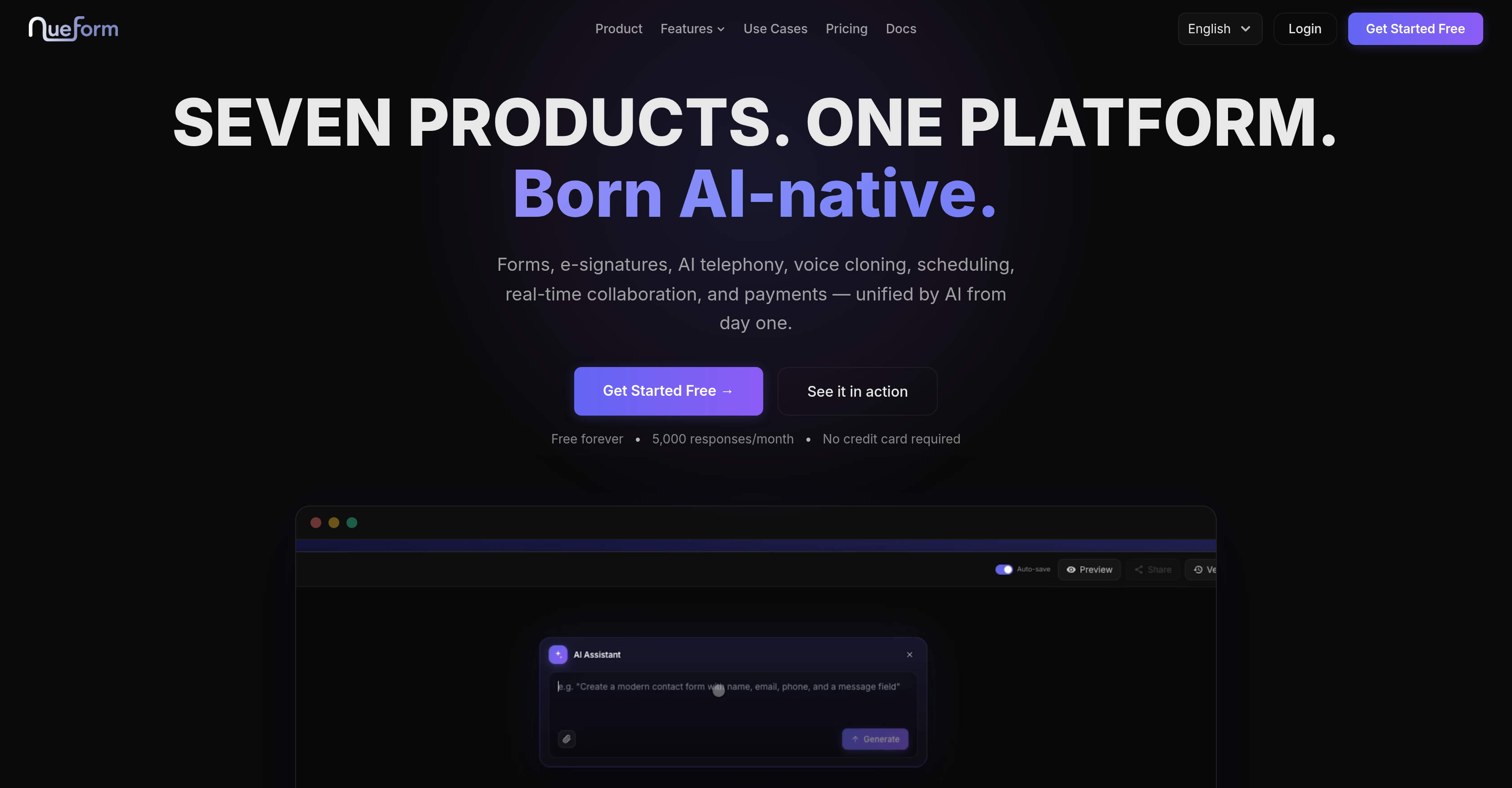 NueForm - Screenshot showing the interface and features of this AI tool