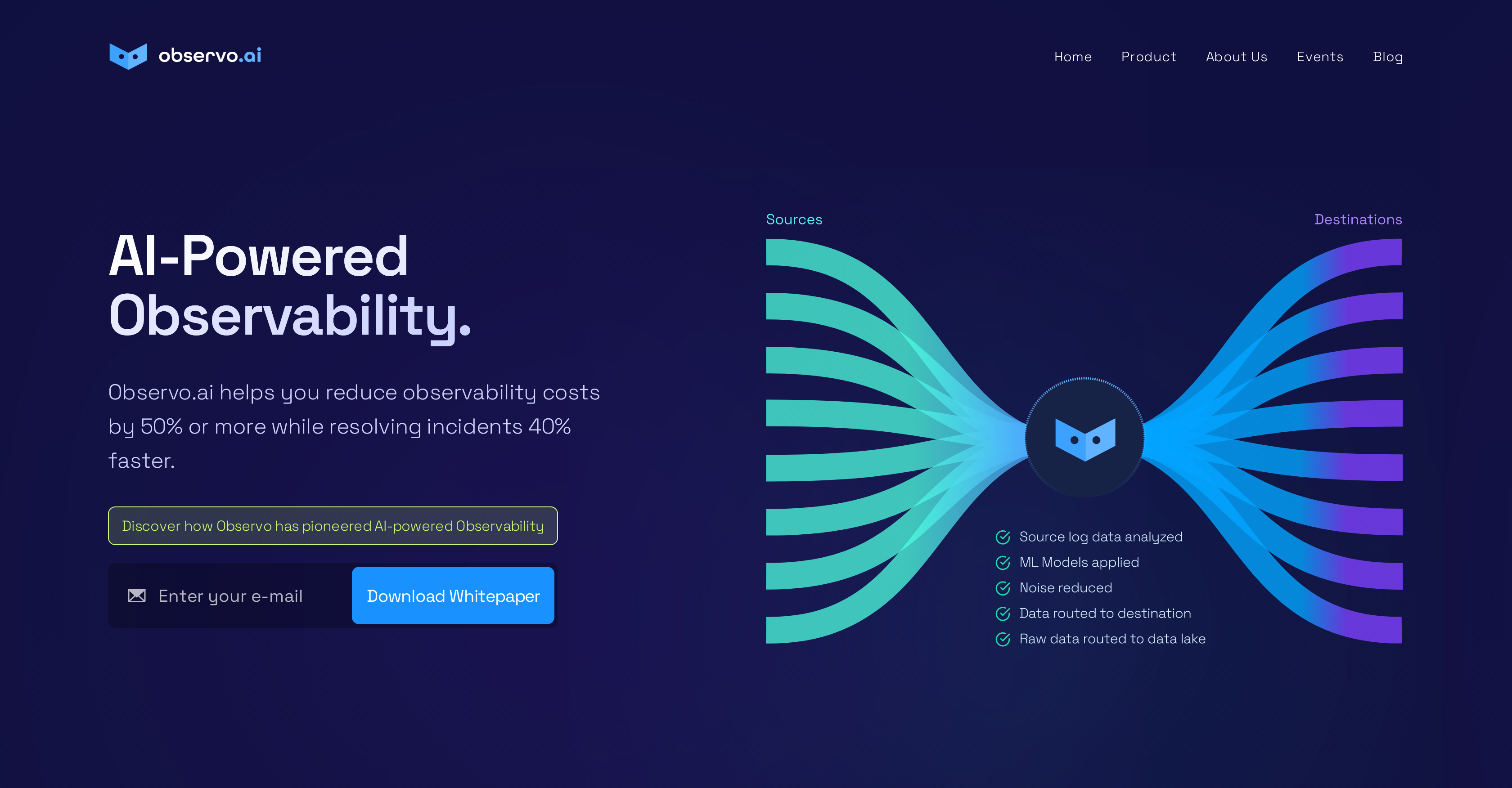 Observo - Screenshot showing the interface and features of this AI tool