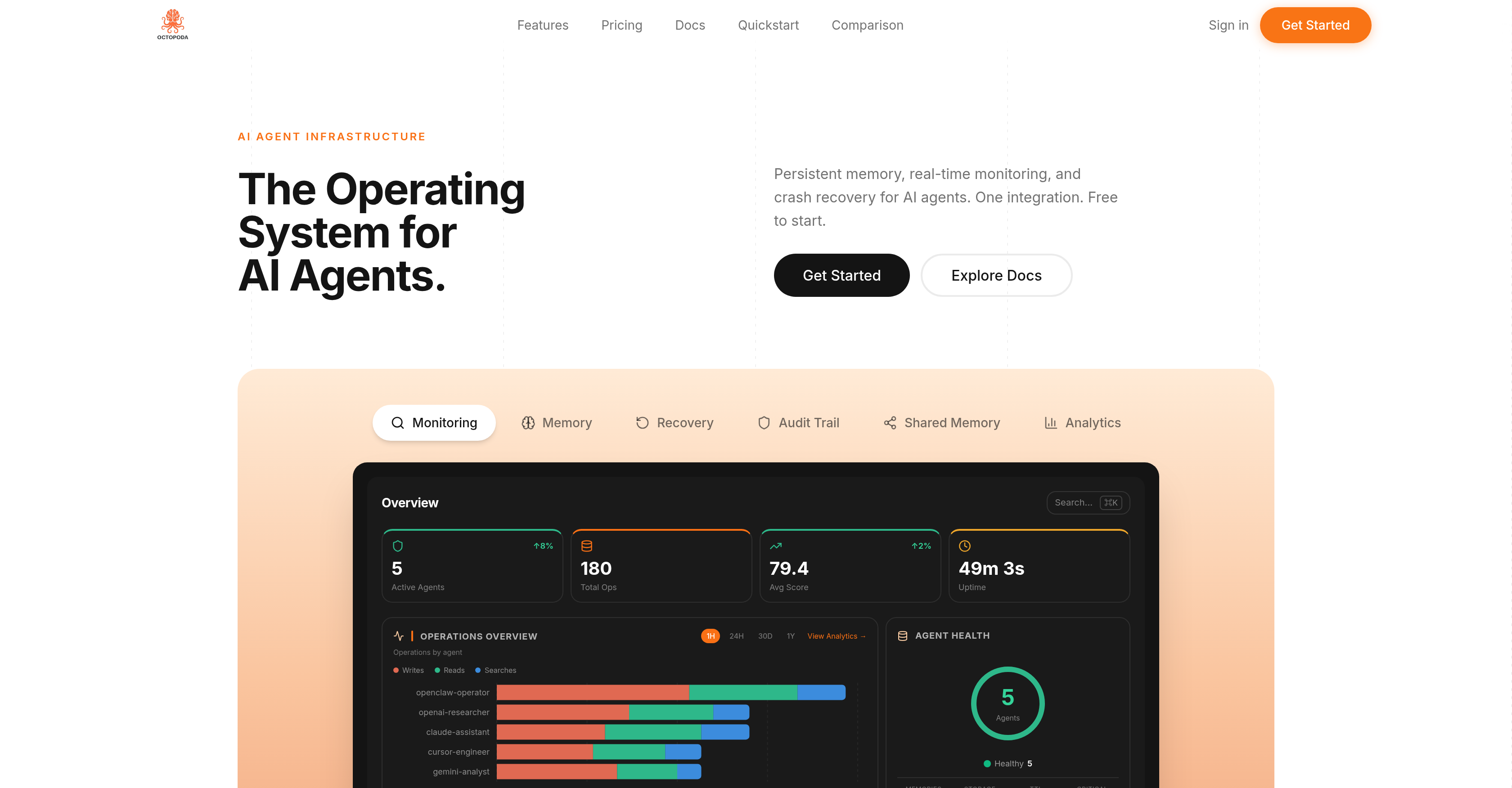 Octopoda - Screenshot showing the interface and features of this AI tool