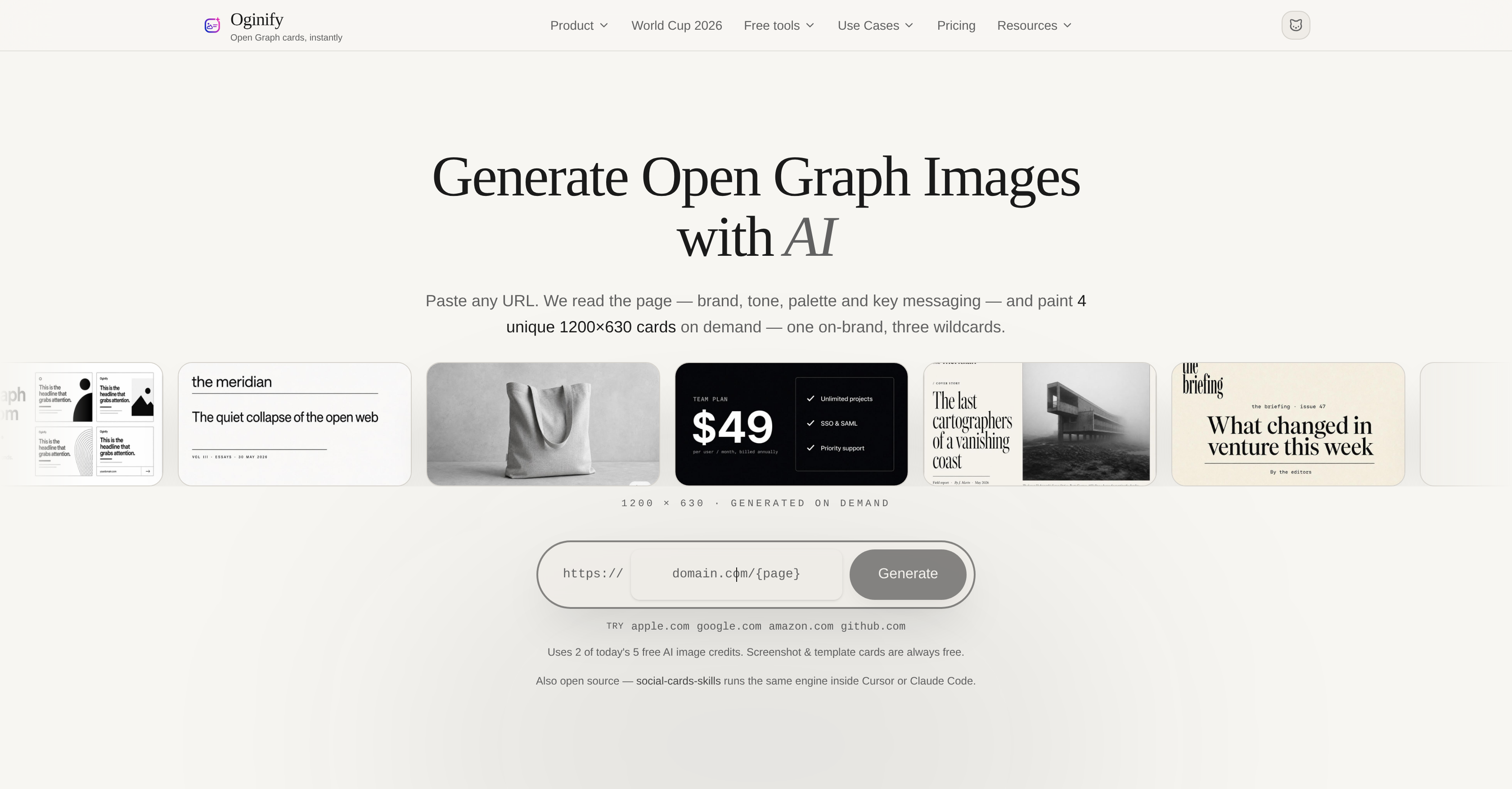 Oginify - Screenshot showing the interface and features of this AI tool
