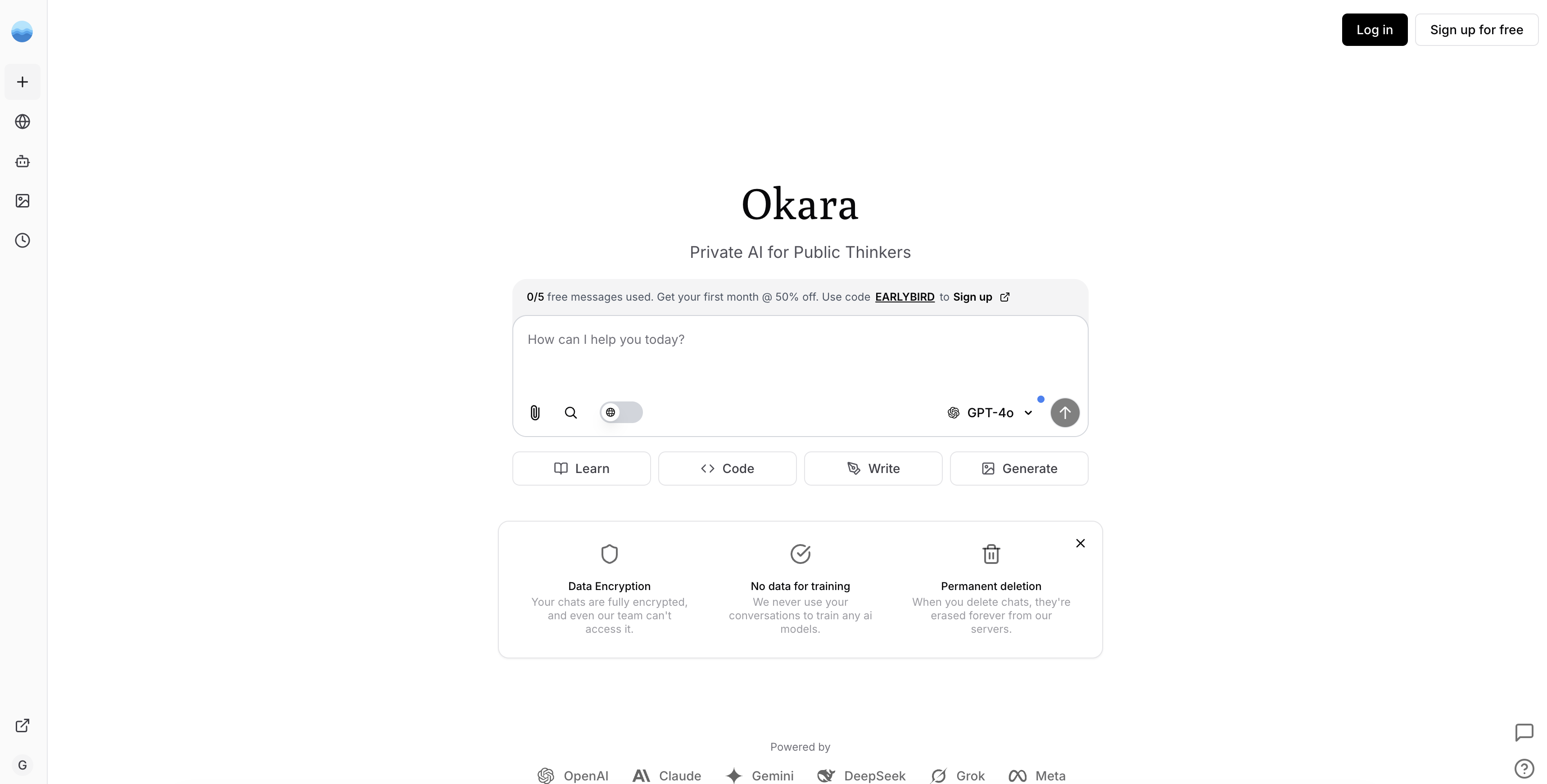 Okara - Screenshot showing the interface and features of this AI tool