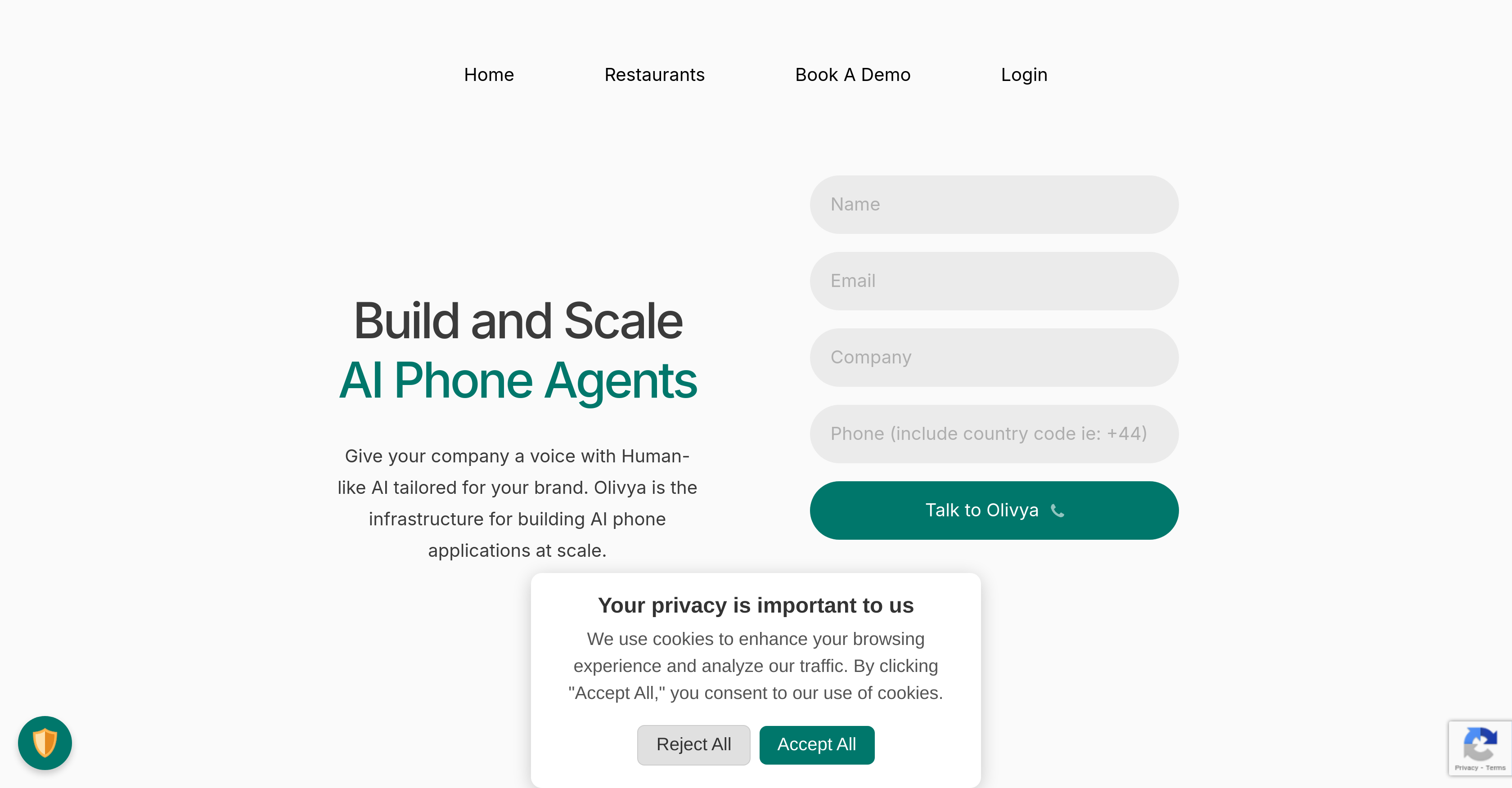 Olivya - Screenshot showing the interface and features of this AI tool