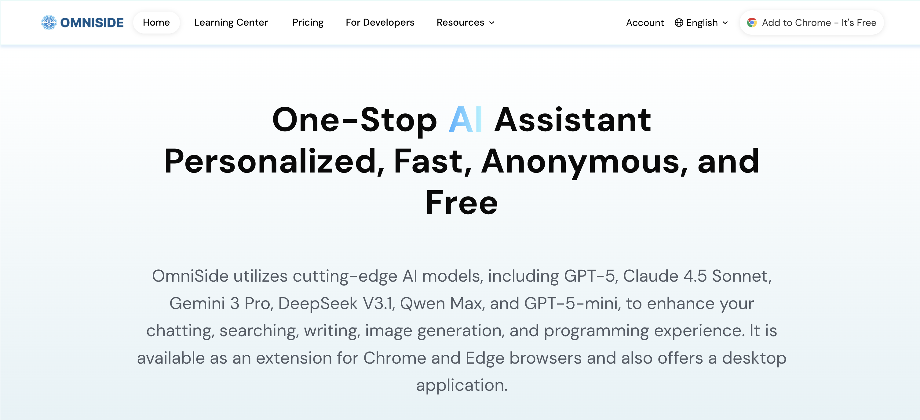 OmniSide - Screenshot showing the interface and features of this AI tool