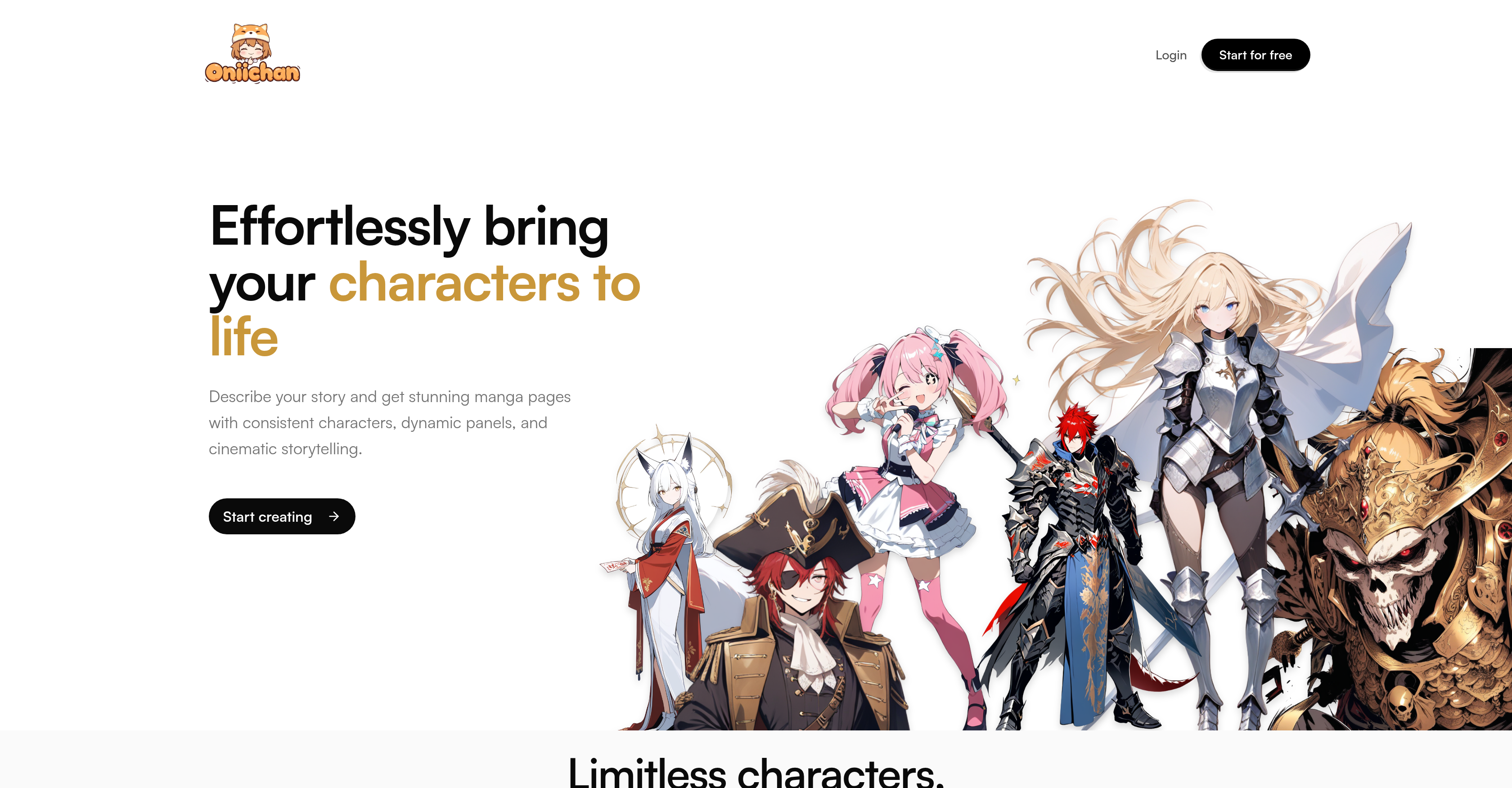 Oniichan - Screenshot showing the interface and features of this AI tool