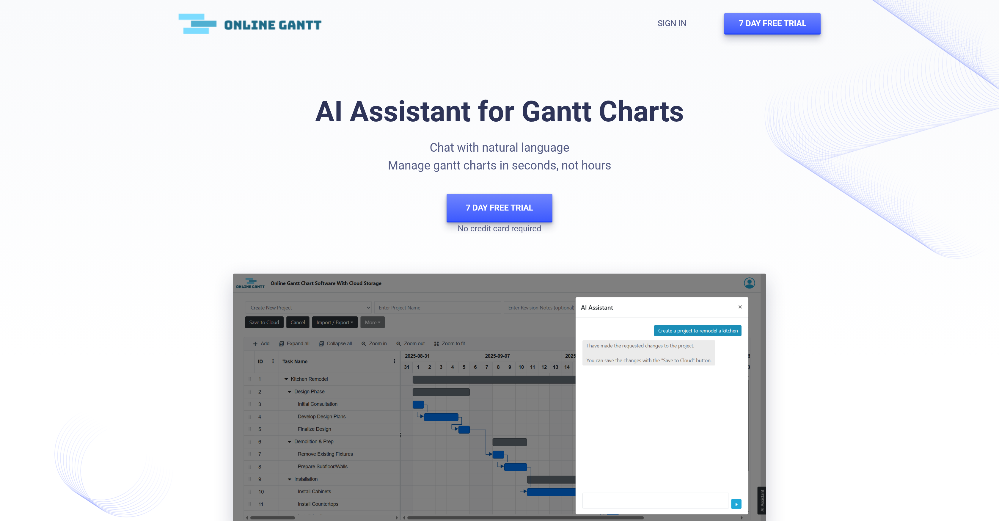 Online Gantt - Screenshot showing the interface and features of this AI tool