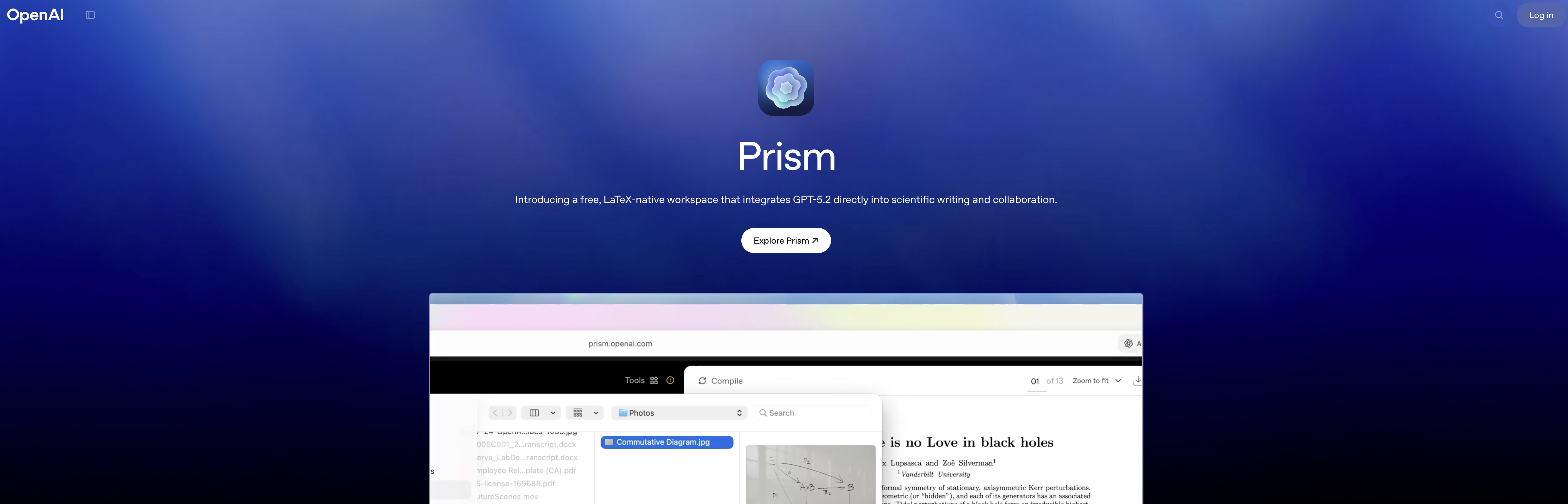 OpenAI Prism - Screenshot showing the interface and features of this AI tool