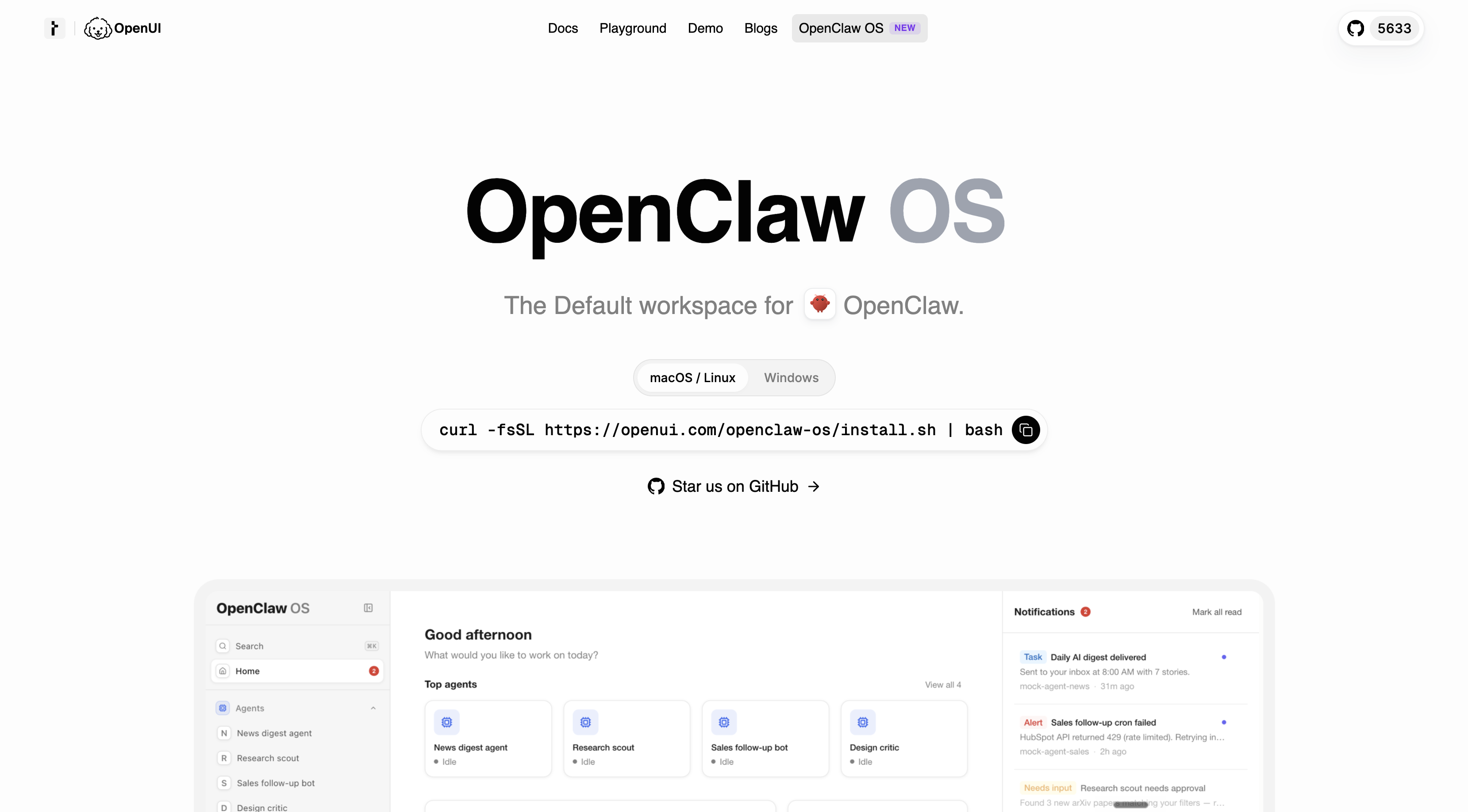 OpenClaw OS - Screenshot showing the interface and features of this AI tool