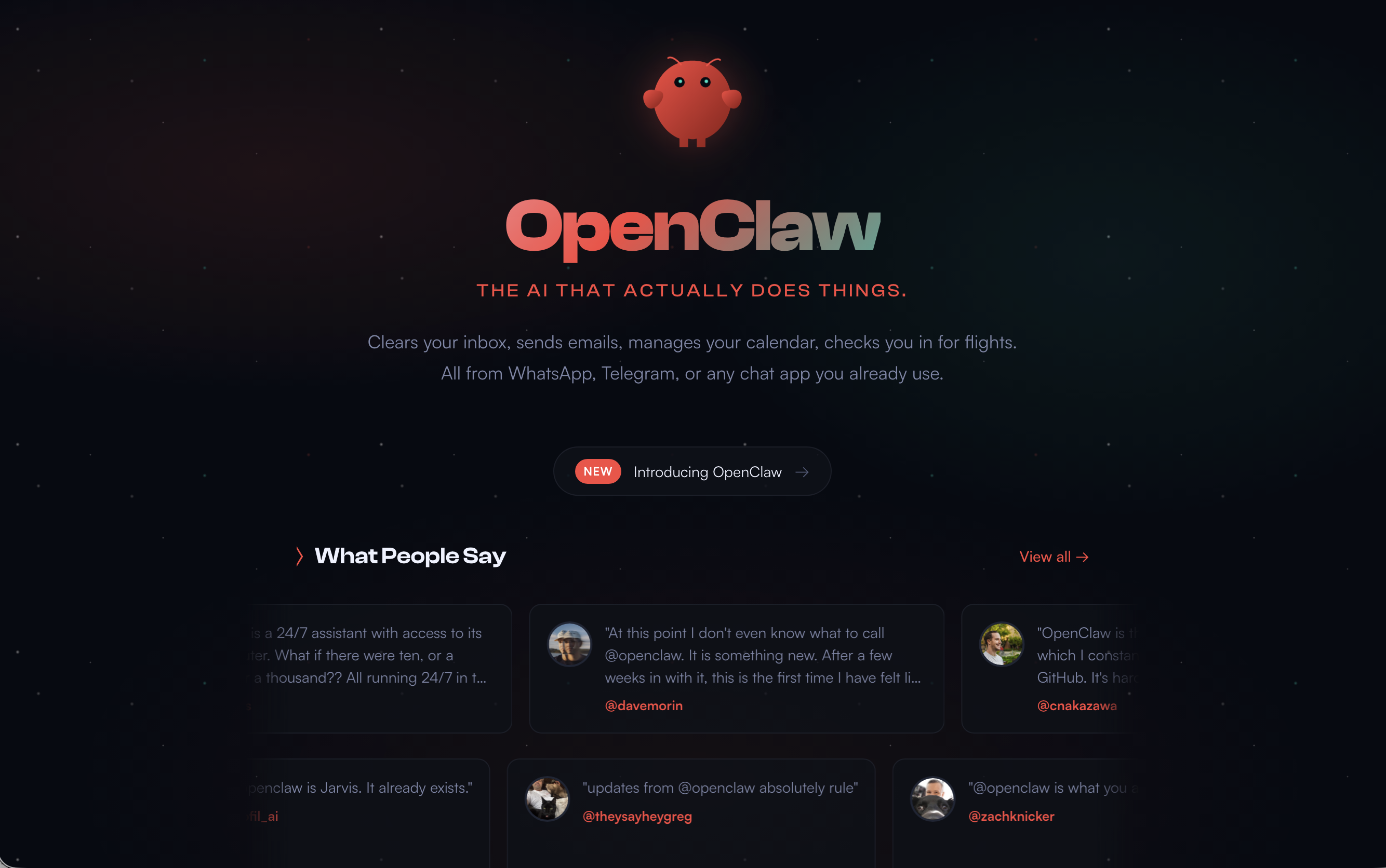 OpenClaw - Screenshot showing the interface and features of this AI tool