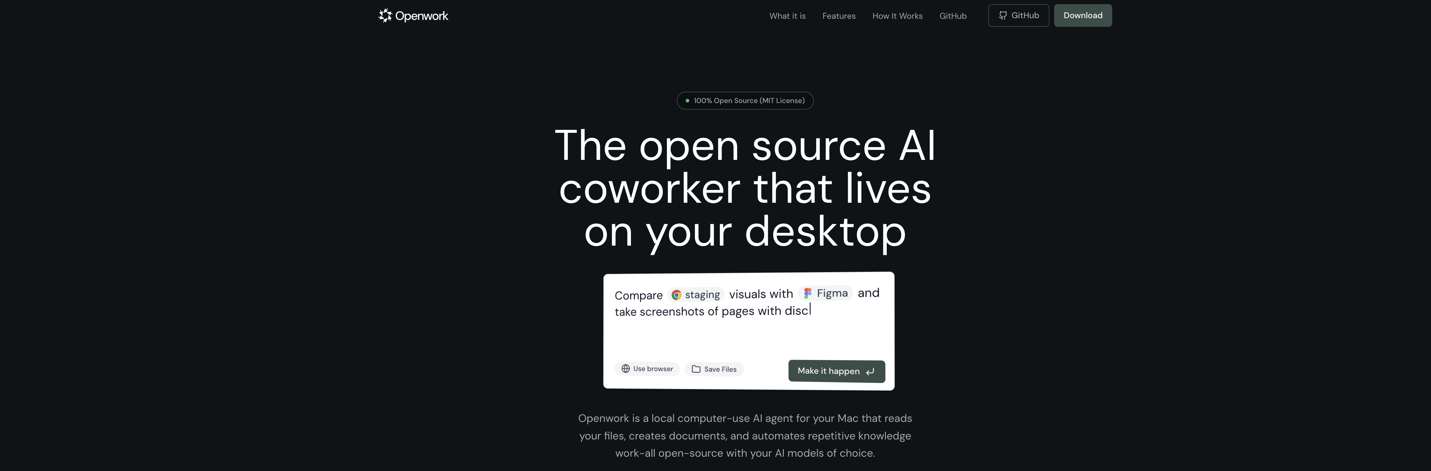 Openwork - Screenshot showing the interface and features of this AI tool