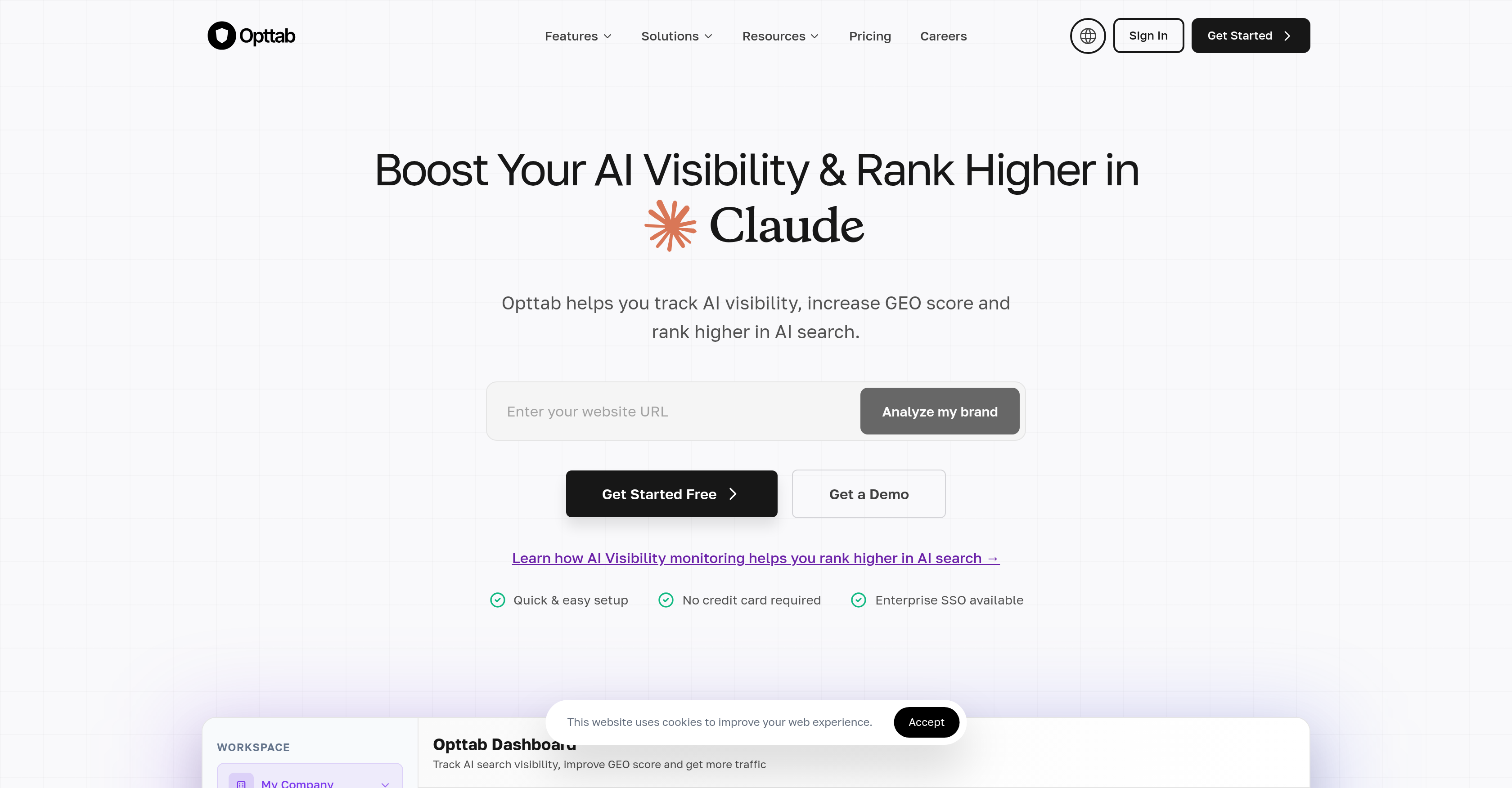 Opttab - Screenshot showing the interface and features of this AI tool