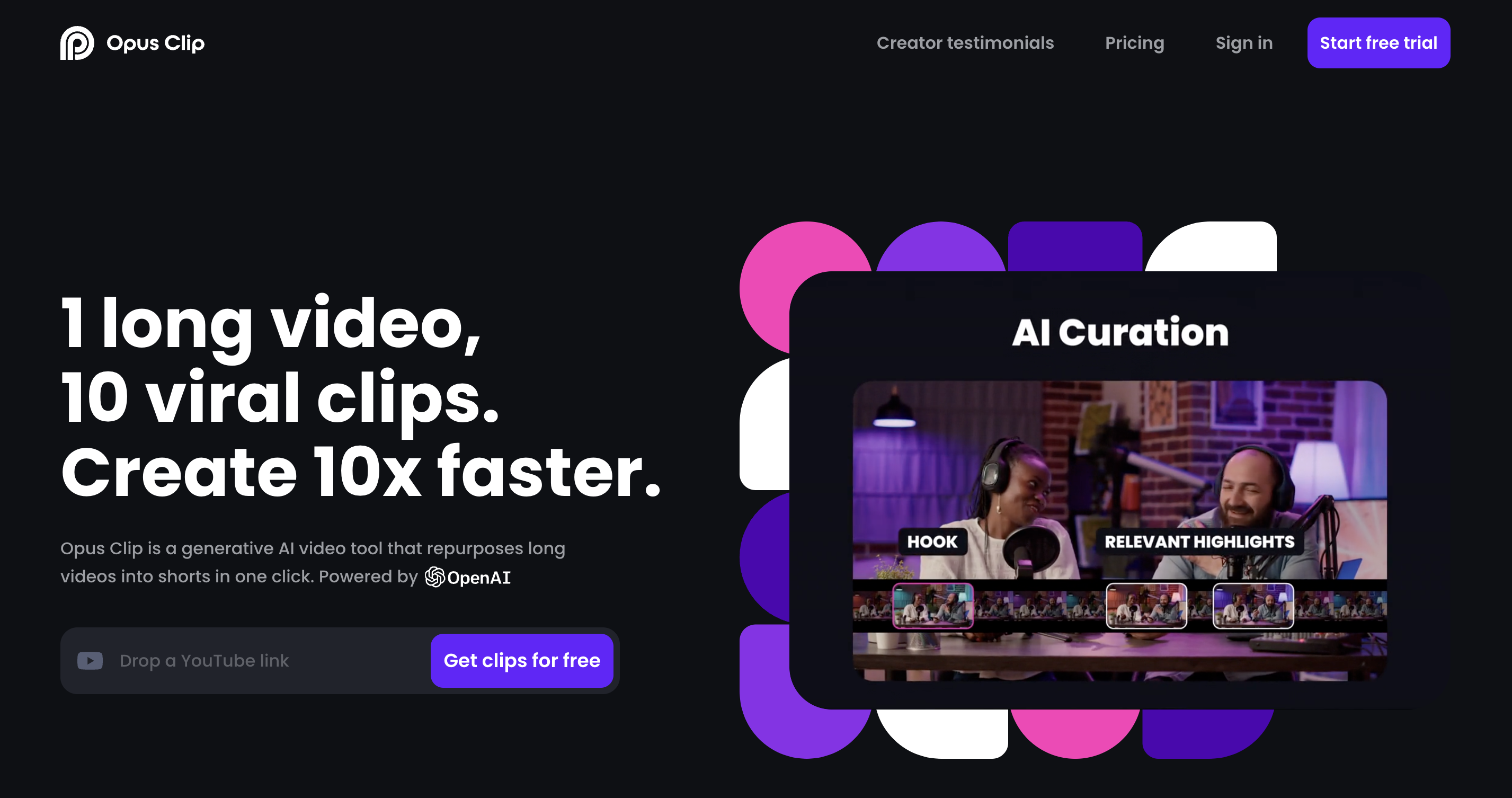 Opus Clip - Screenshot showing the interface and features of this AI tool