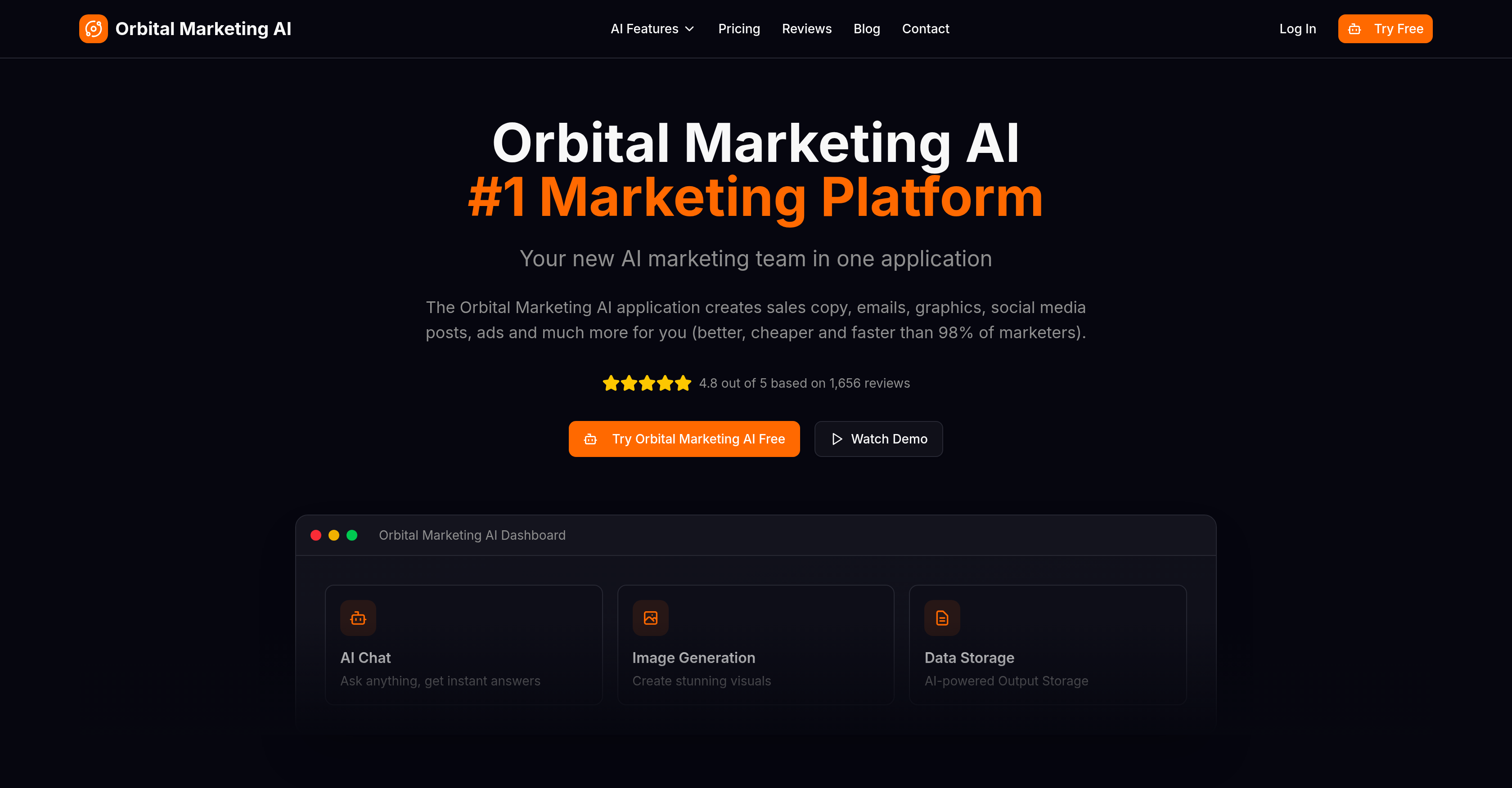Orbital Marketing AI - Screenshot showing the interface and features of this AI tool