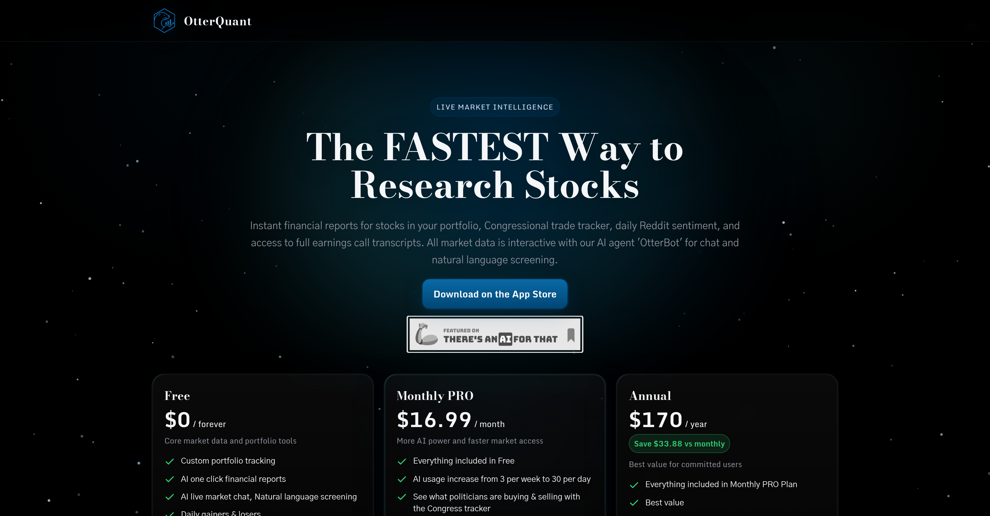 OtterQuant - Screenshot showing the interface and features of this AI tool