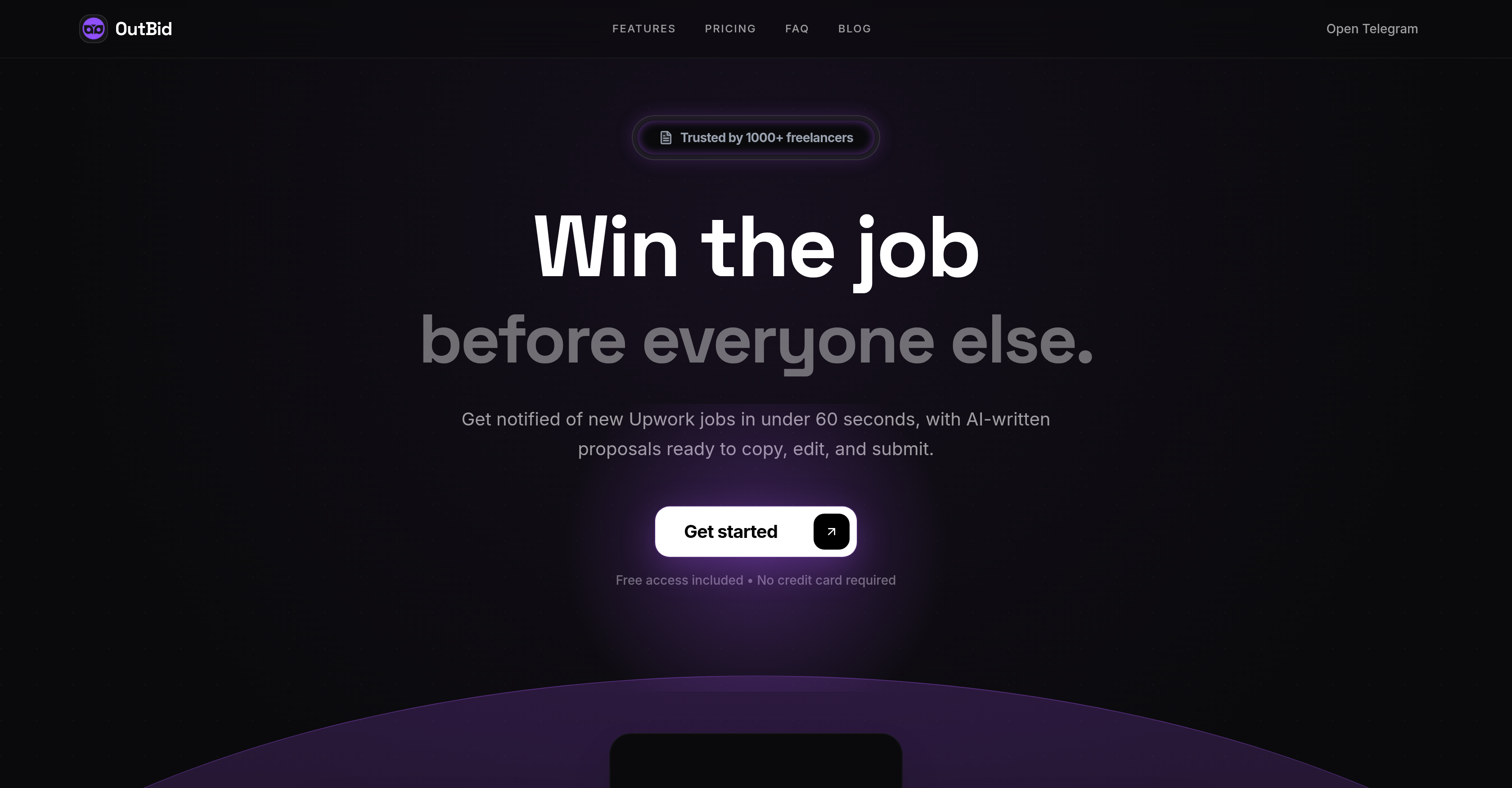 OutBid - Screenshot showing the interface and features of this AI tool