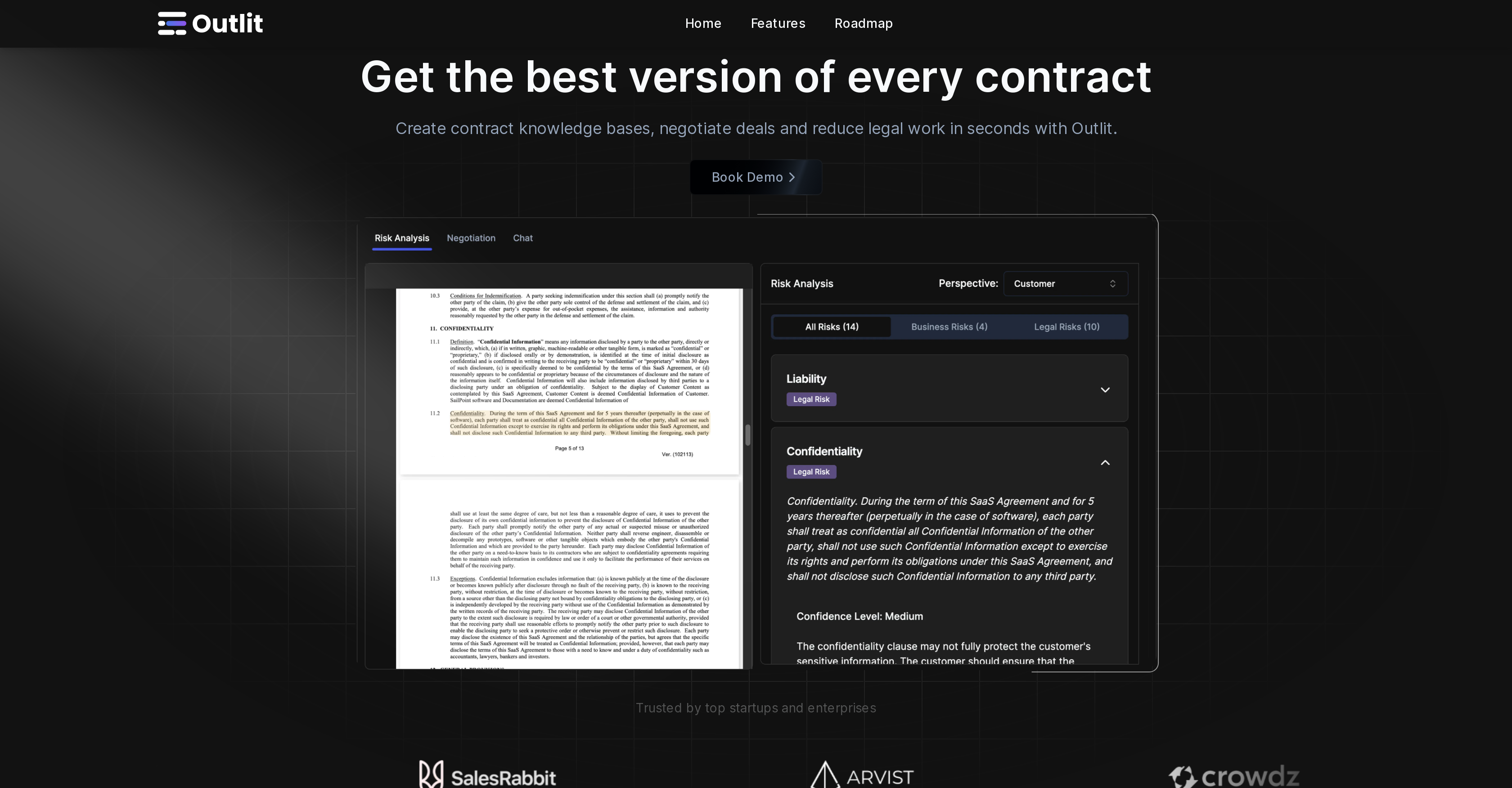Outlit - Screenshot showing the interface and features of this AI tool