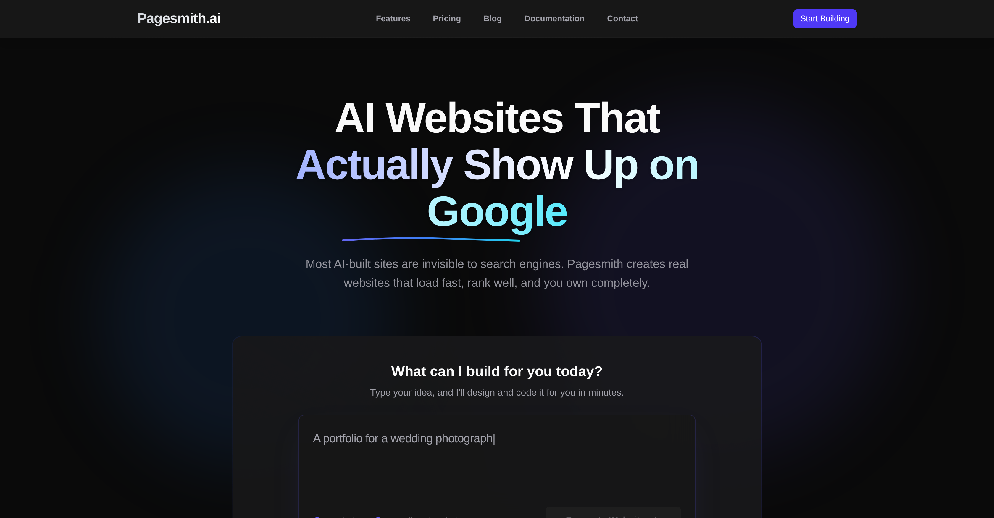 Pagesmith.ai - Screenshot showing the interface and features of this AI tool