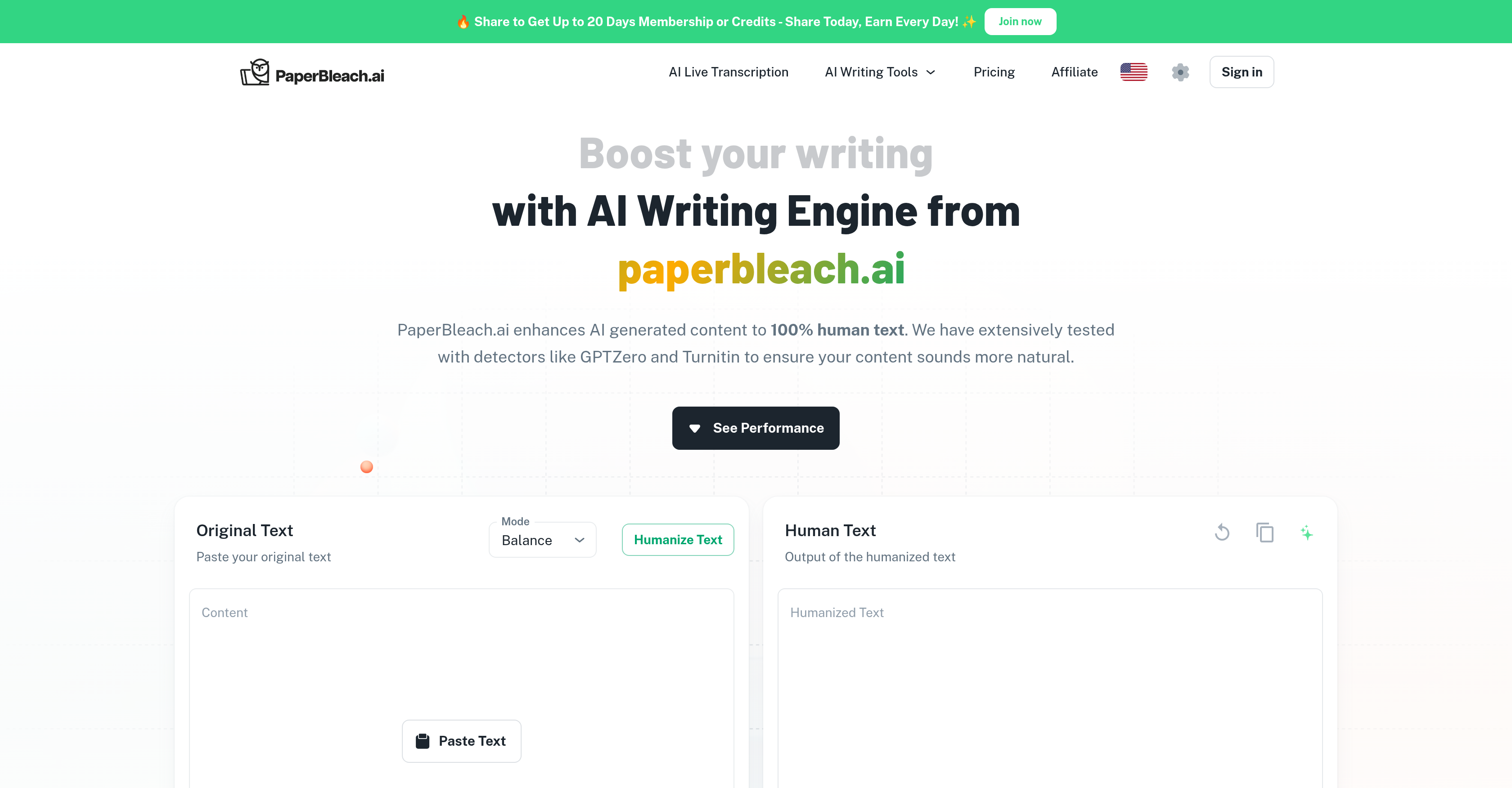 PaperBleach - Screenshot showing the interface and features of this AI tool