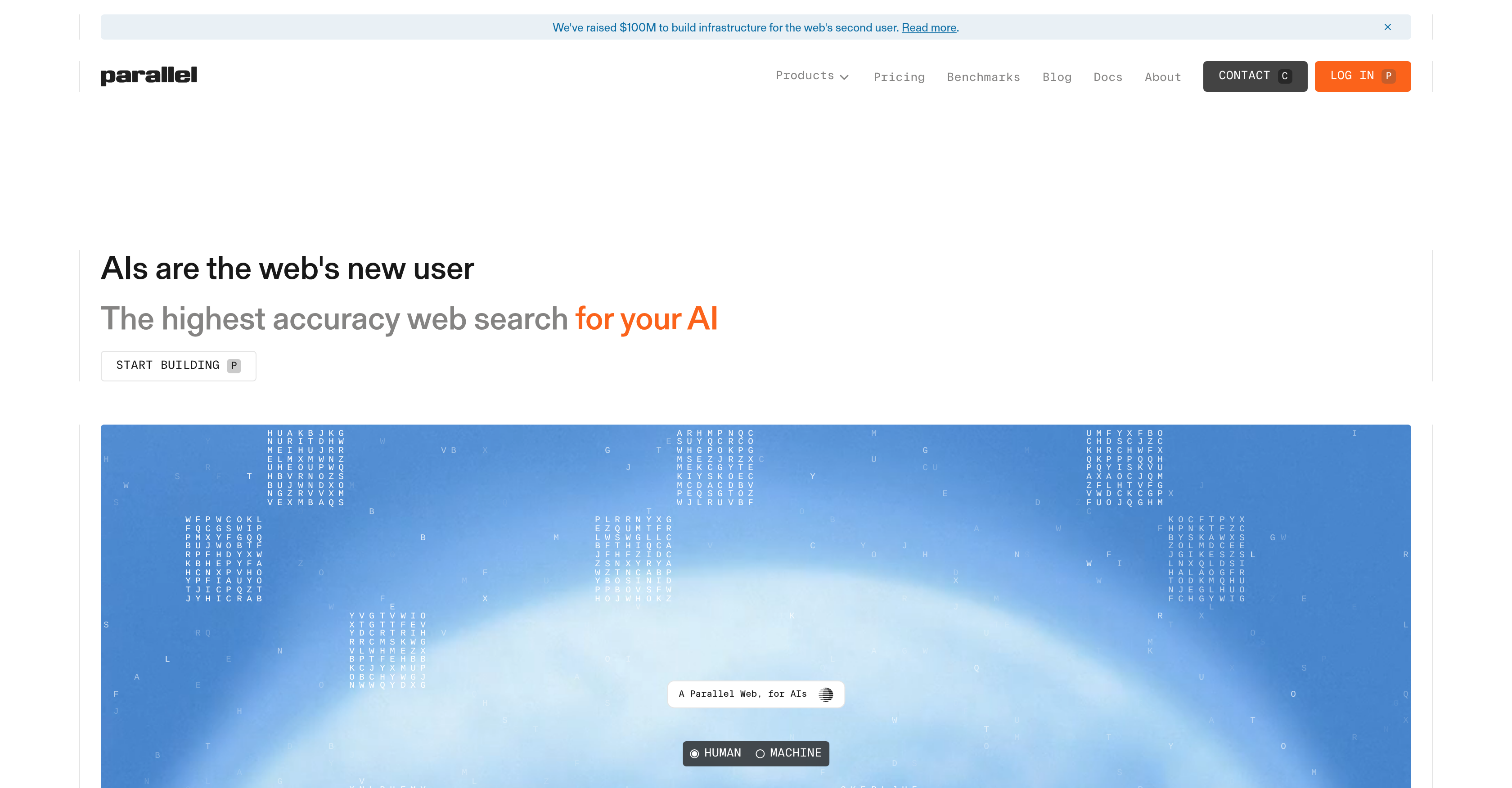Parallel Web Systems - Screenshot showing the interface and features of this AI tool
