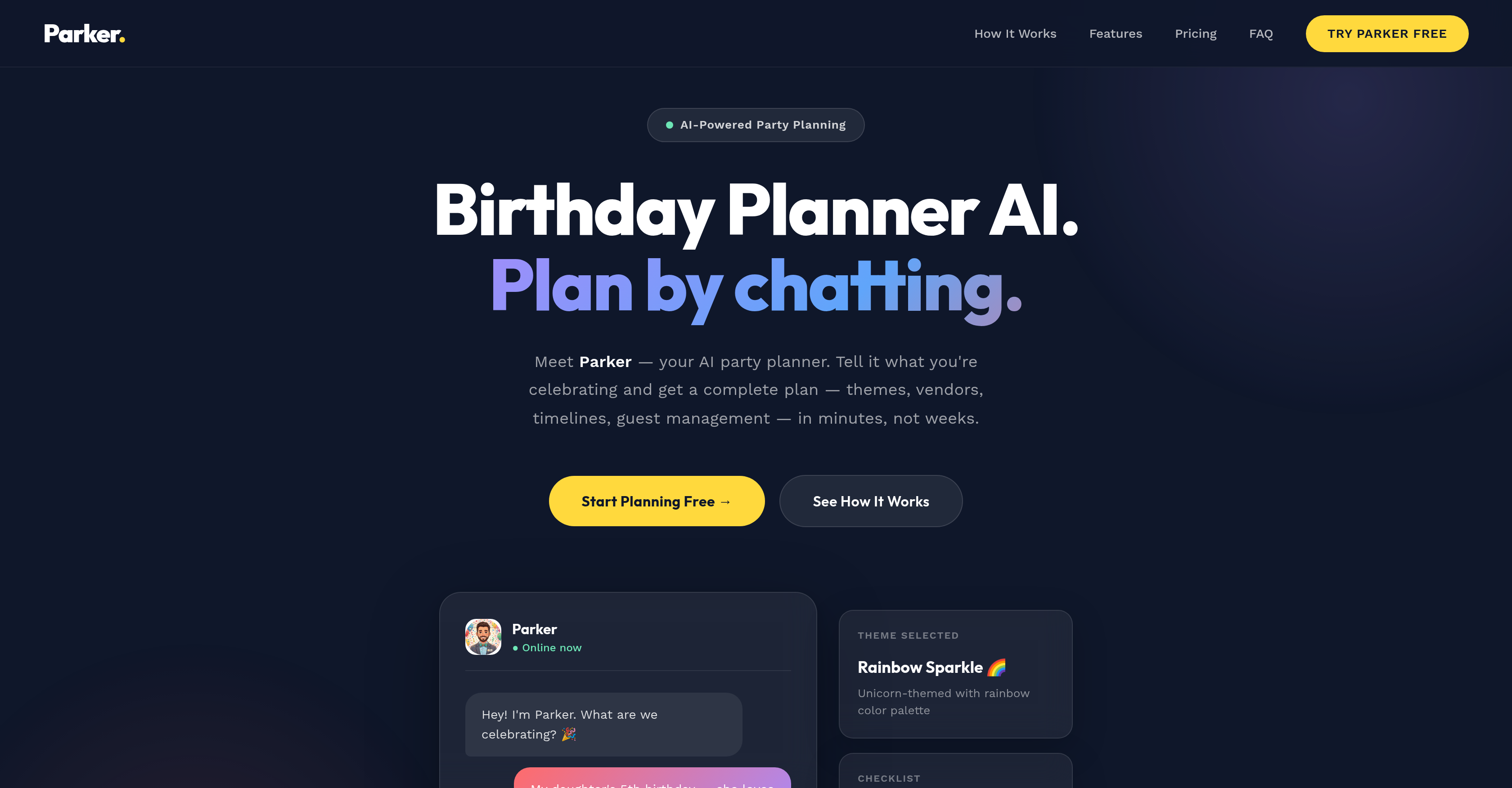 Parker - Birthday Planner - Screenshot showing the interface and features of this AI tool