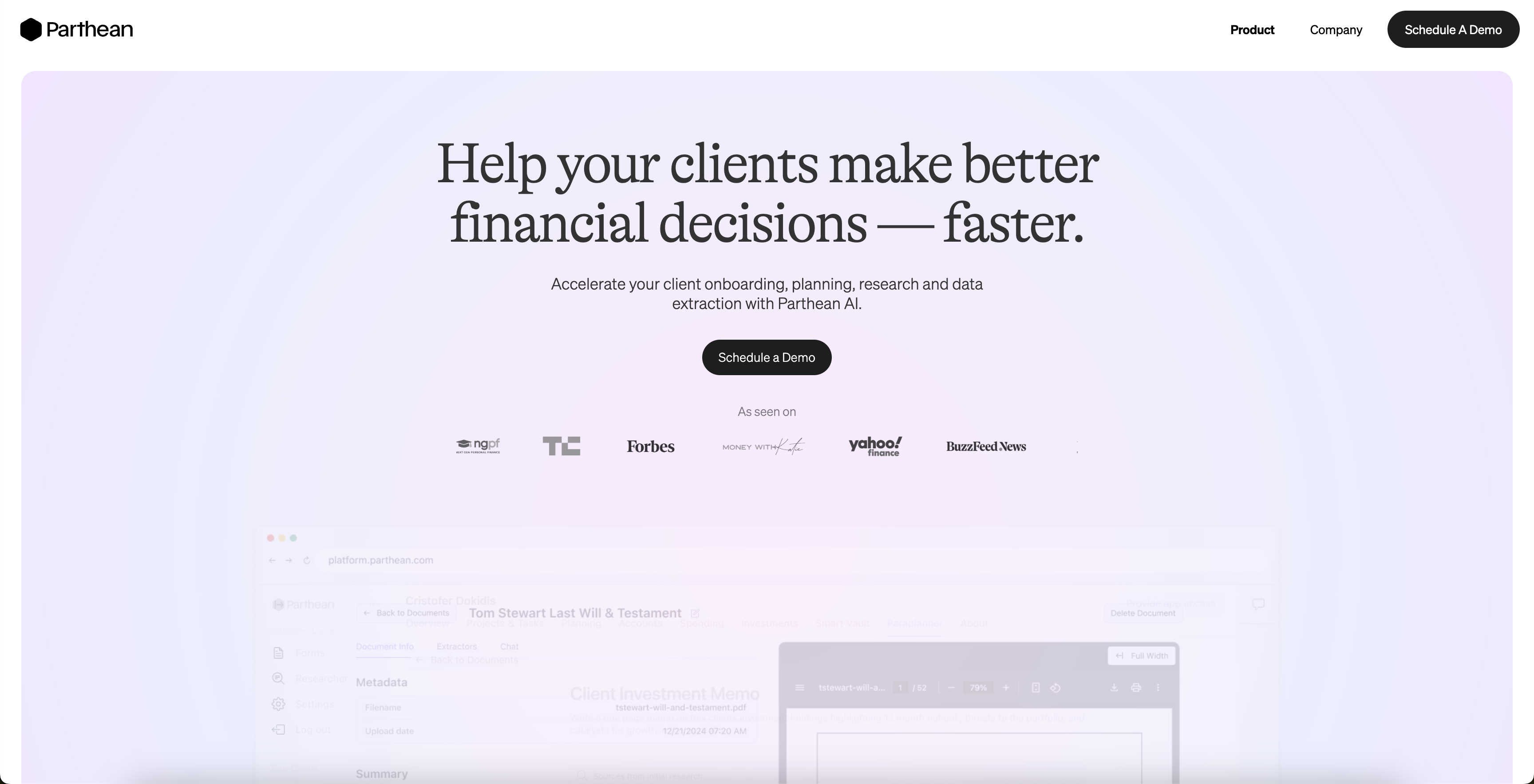 Parthean - Screenshot showing the interface and features of this AI tool