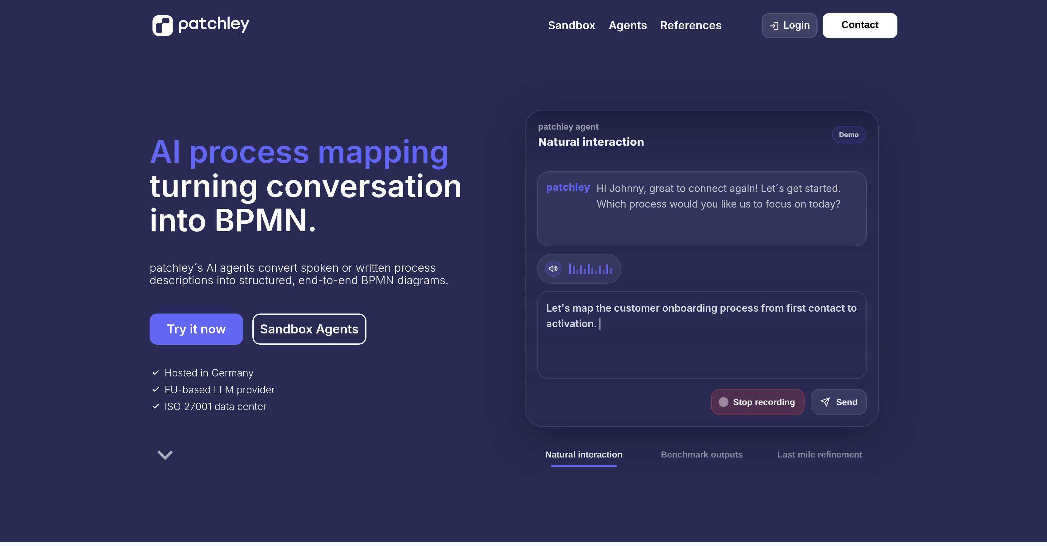 patchley | BPMN AI Generator - Screenshot showing the interface and features of this AI tool