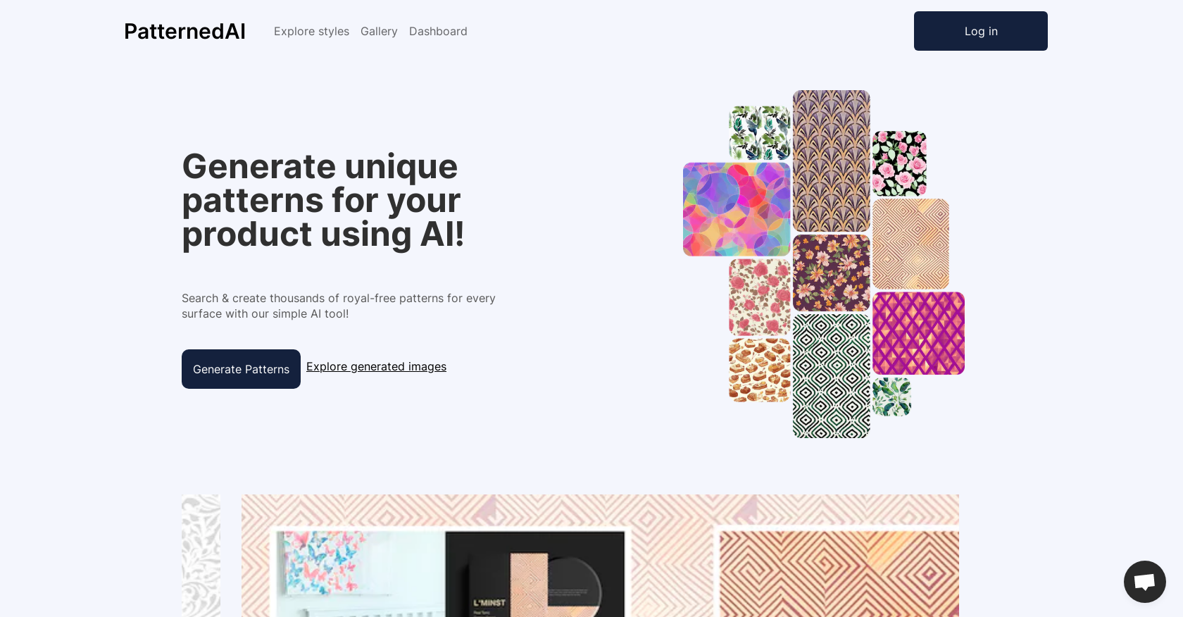 PatternedAI - Screenshot showing the interface and features of this AI tool