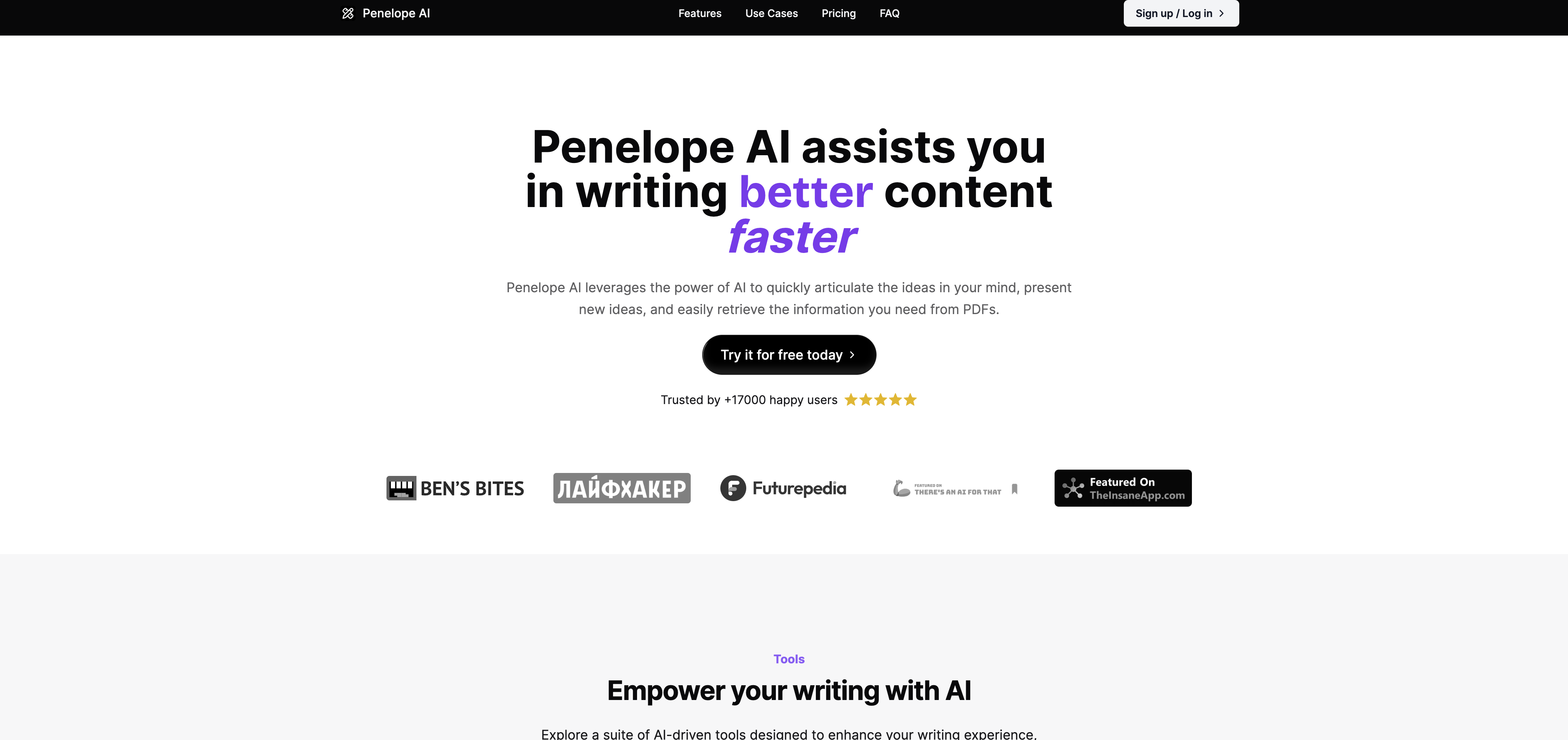 Penelope AI - Screenshot showing the interface and features of this AI tool