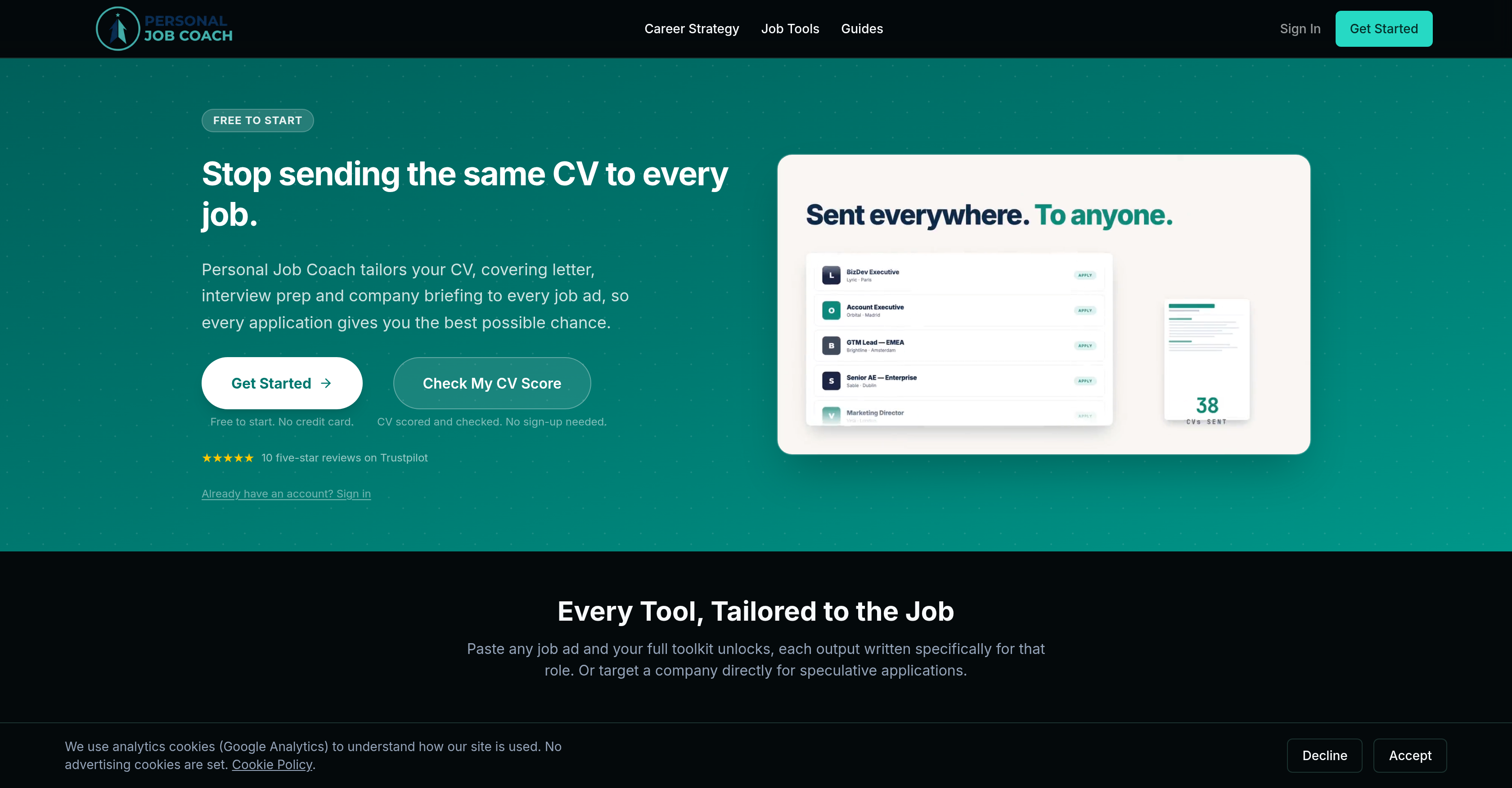 Personal Job Coach - Screenshot showing the interface and features of this AI tool