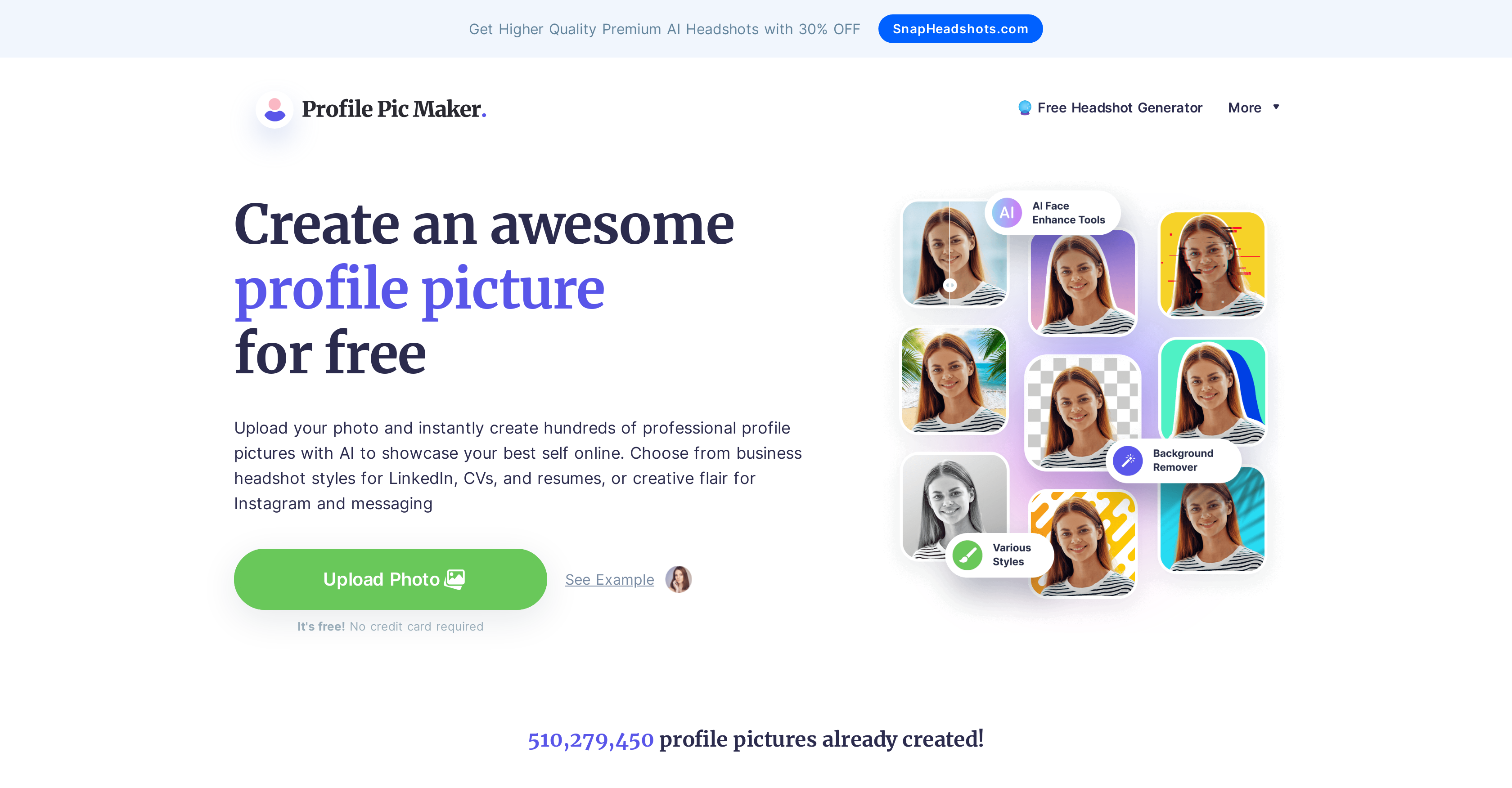 Pfpmaker - Screenshot showing the interface and features of this AI tool