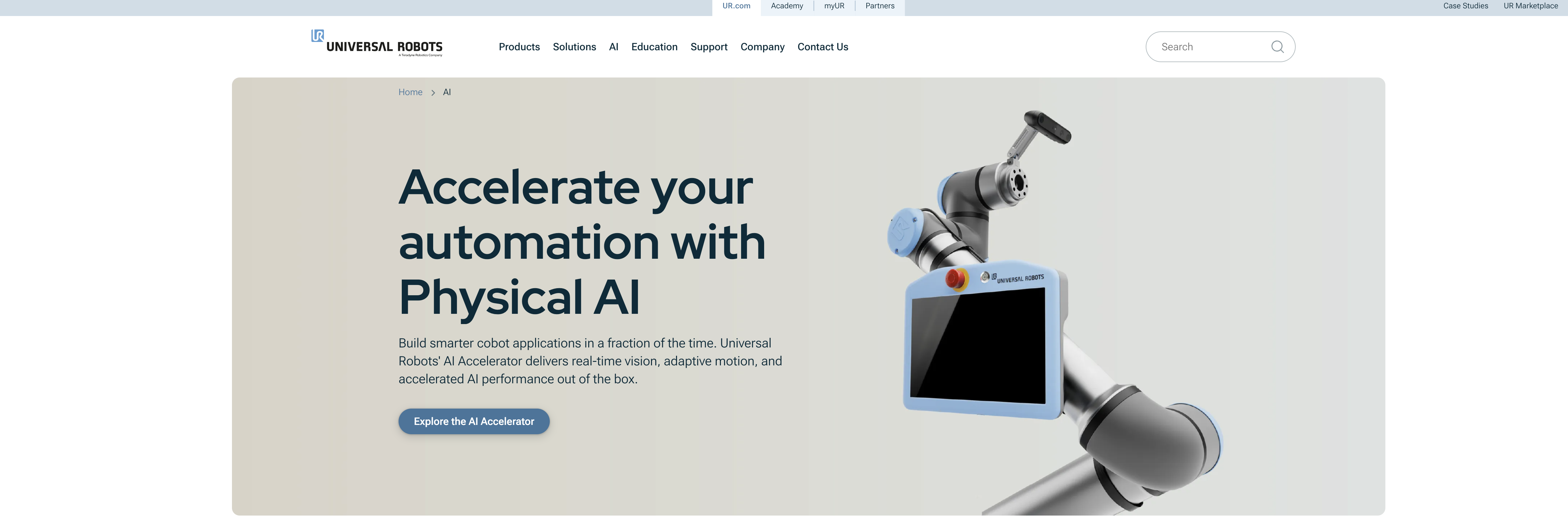 Physical AI | Universal Robots - Screenshot showing the interface and features of this AI tool