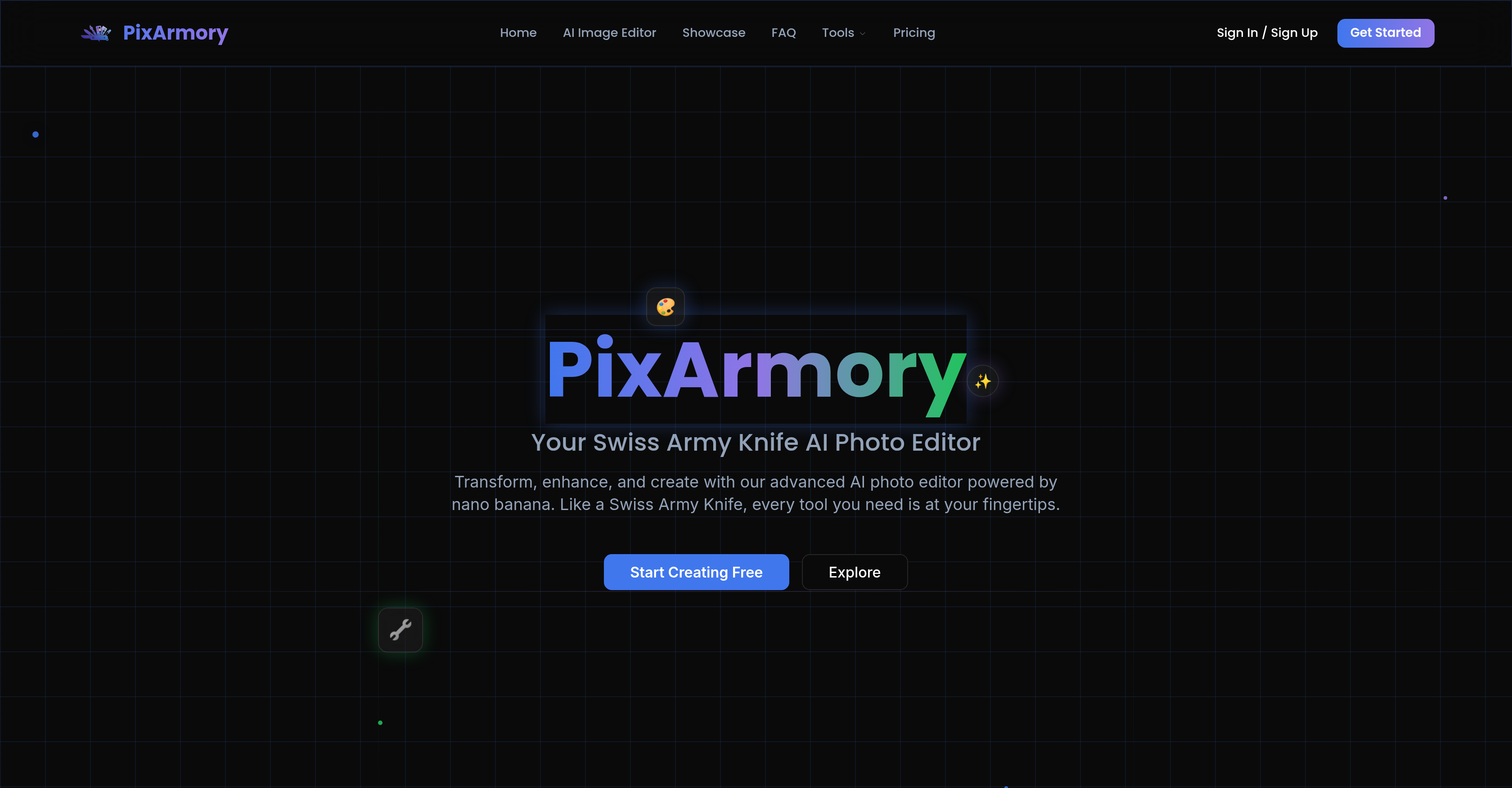 PixArmory - Screenshot showing the interface and features of this AI tool