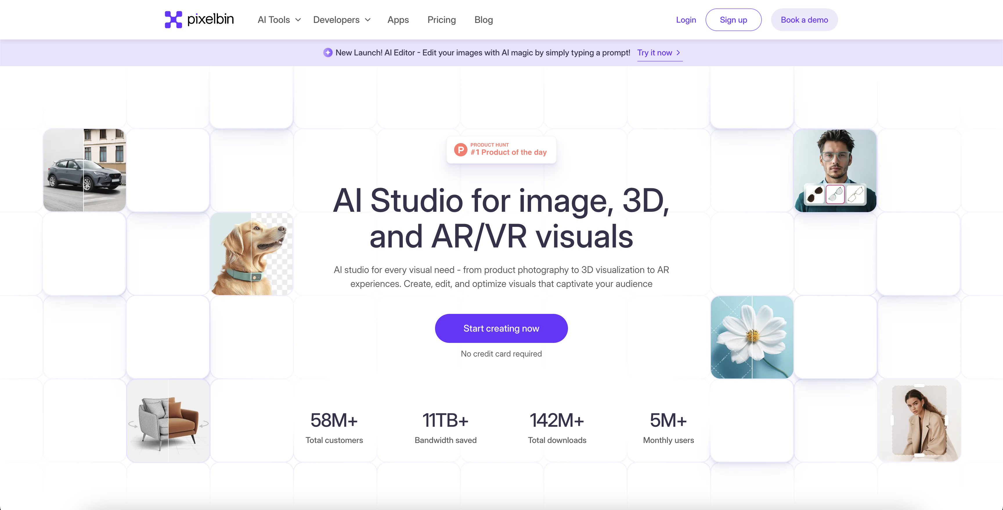 PixelBin - Screenshot showing the interface and features of this AI tool