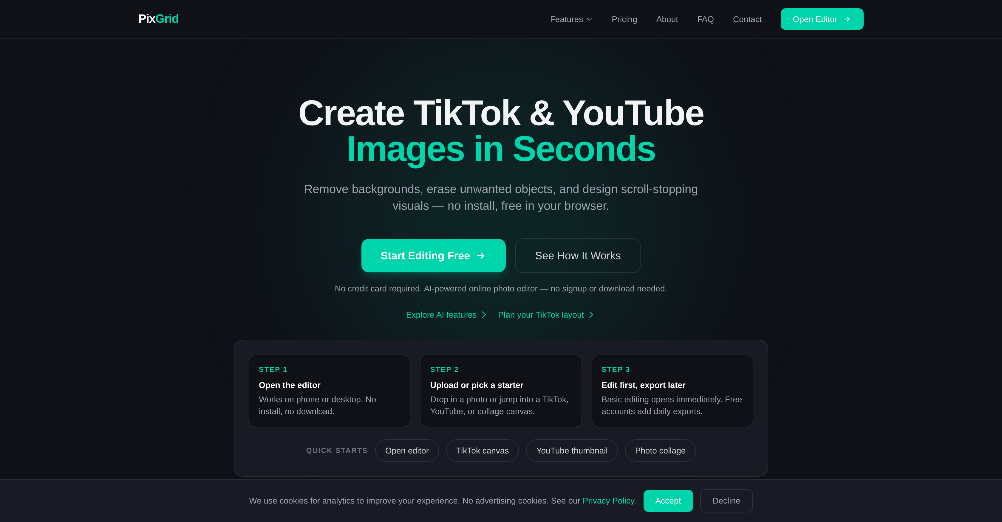 PixGrid - Screenshot showing the interface and features of this AI tool