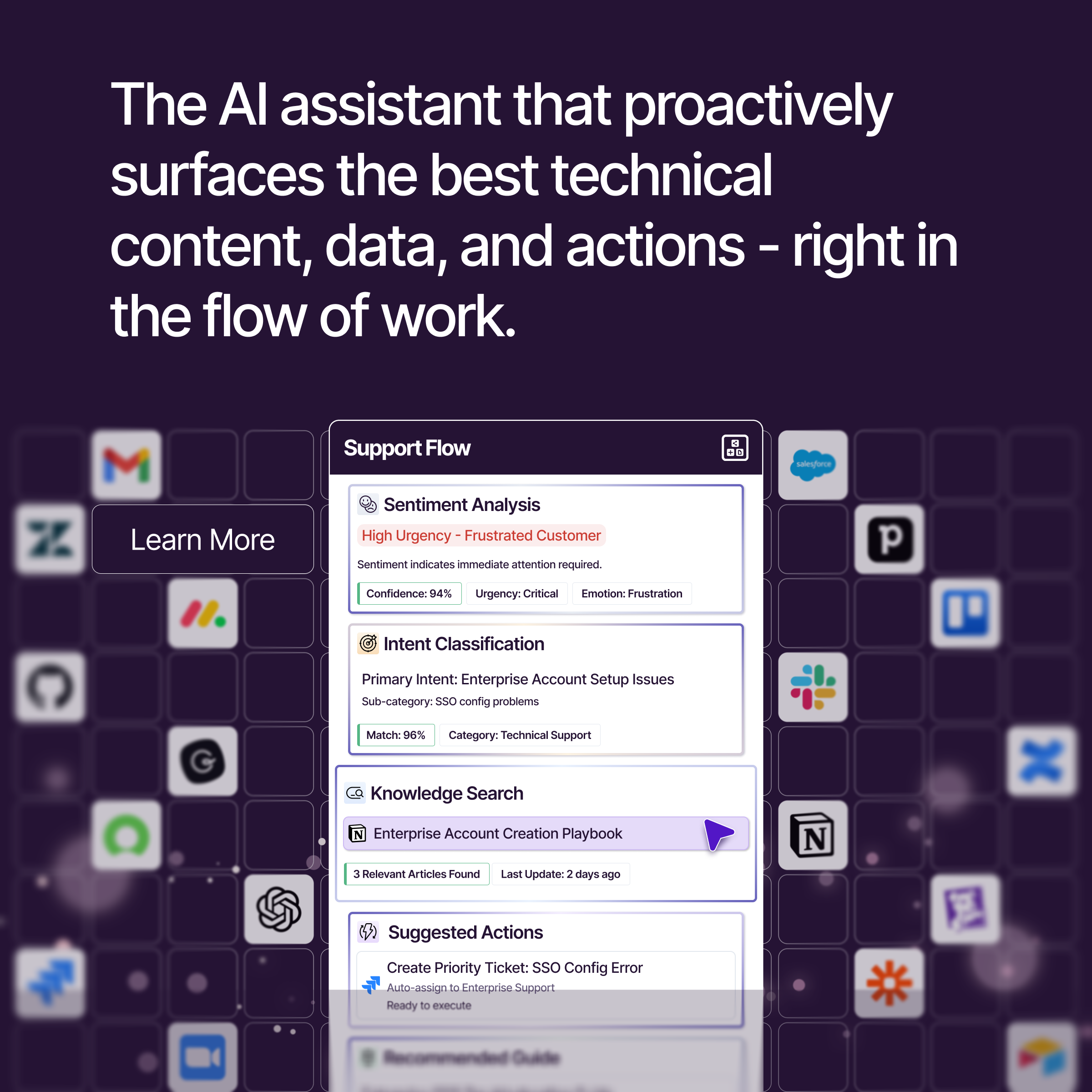 Support Flow - Screenshot showing the interface and features of this AI tool