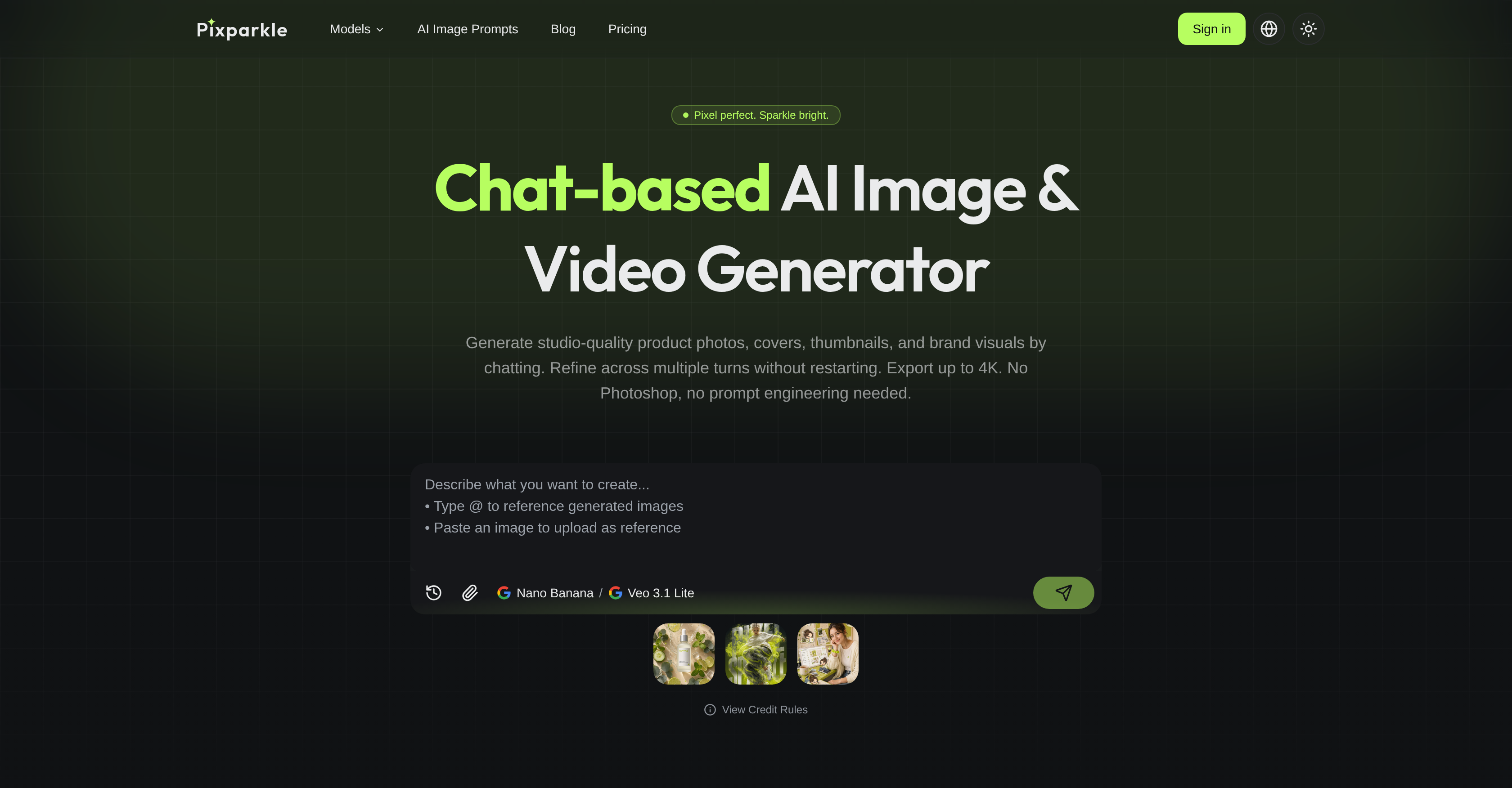 Pixparkle - Screenshot showing the interface and features of this AI tool