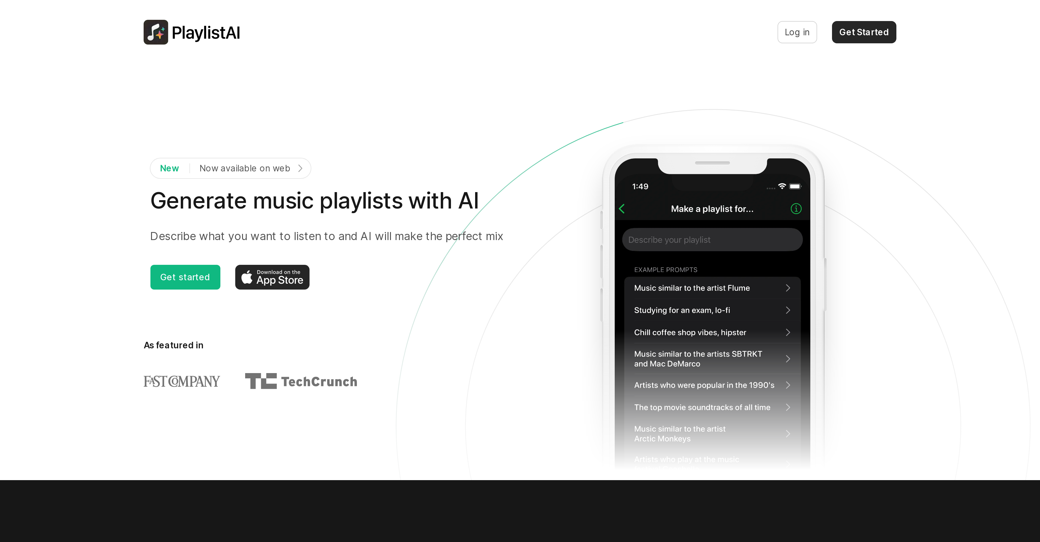 PlaylistAI - Screenshot showing the interface and features of this AI tool