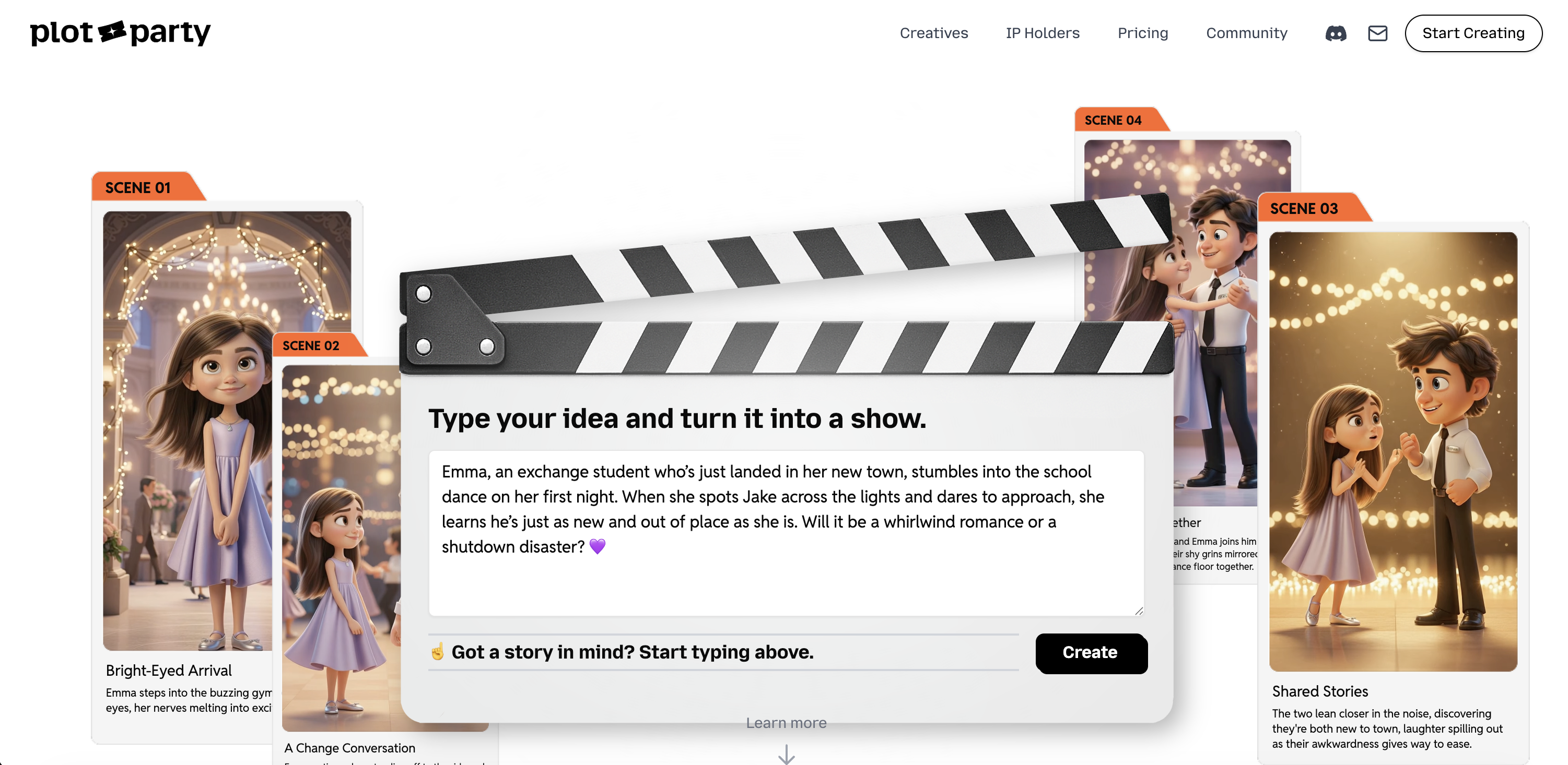 Plot Party - Screenshot showing the interface and features of this AI tool
