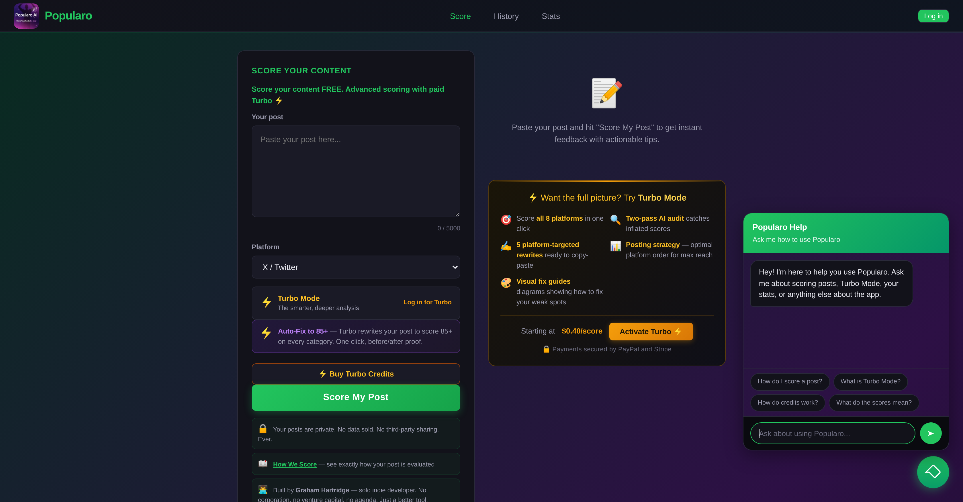 Popularo - Screenshot showing the interface and features of this AI tool