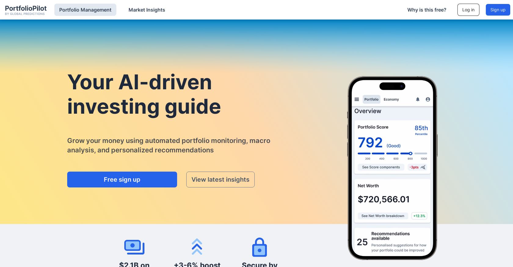 Portfolio Pilot - Screenshot showing the interface and features of this AI tool