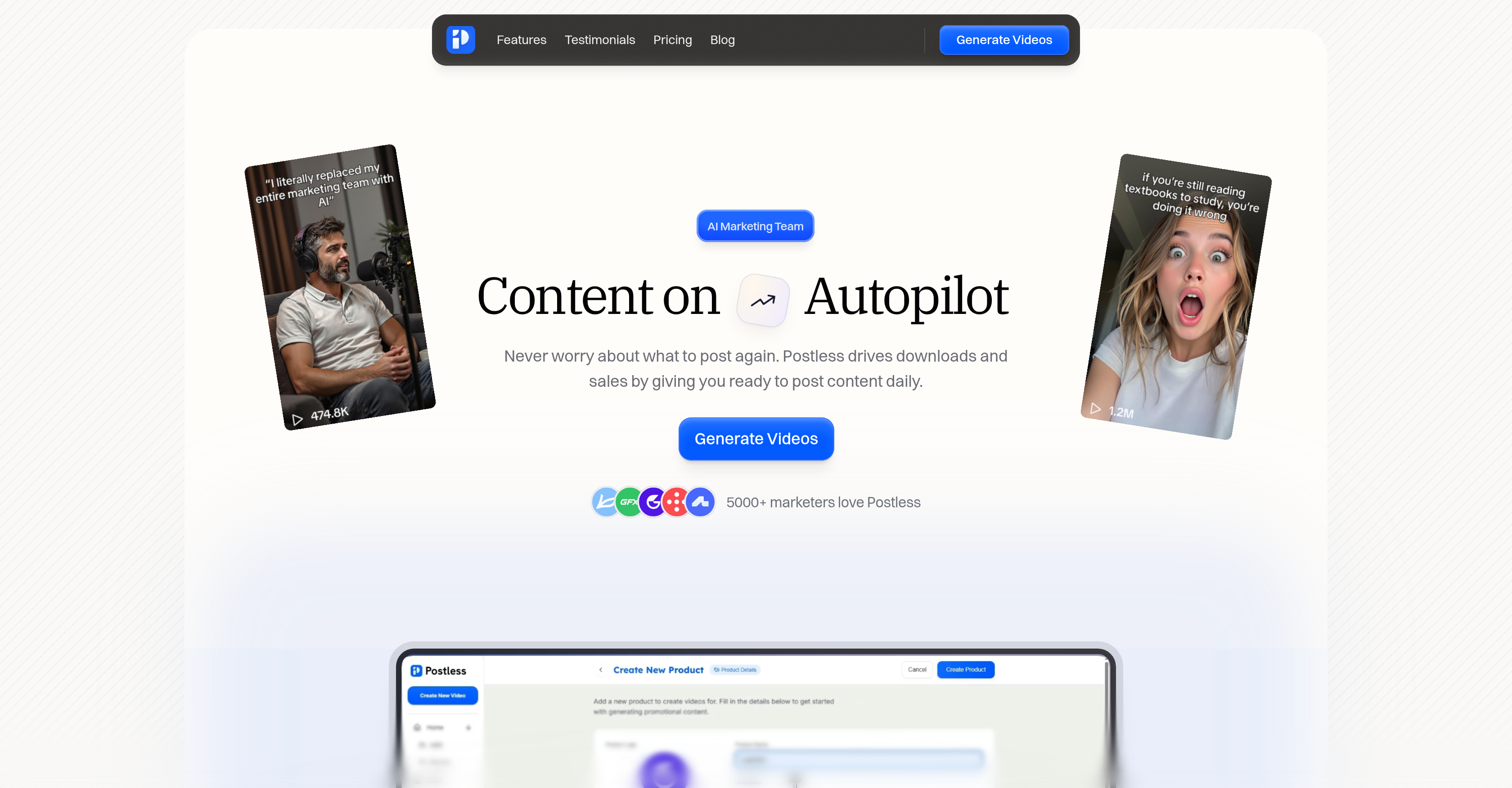 Postless - Screenshot showing the interface and features of this AI tool