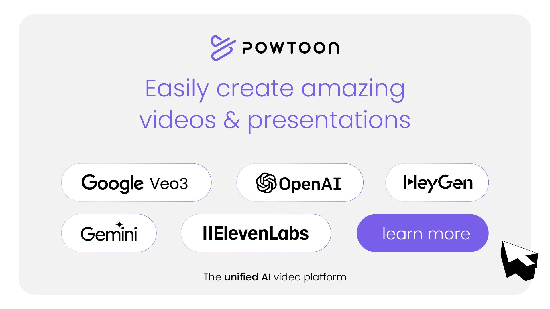 Powtoon - Unified AI Video Platform - Screenshot showing the interface and features of this AI tool